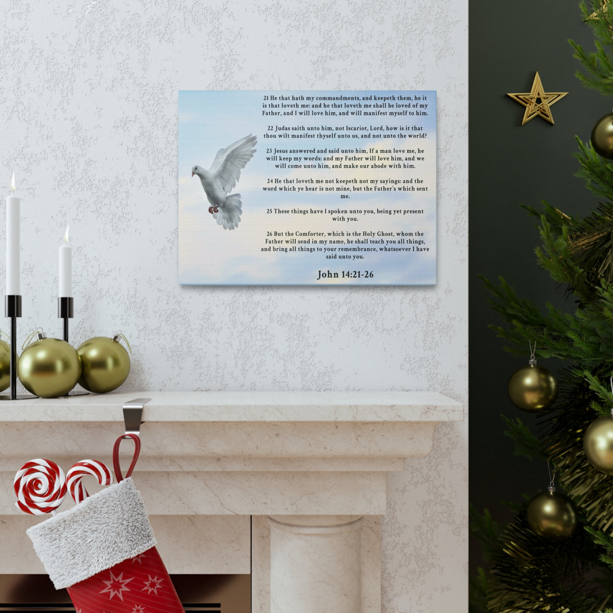 Scripture Walls John 14:21-26 KJV Bible Verse Canvas Christian Wall Art Ready to Hang Unframed-Express Your Love Gifts
