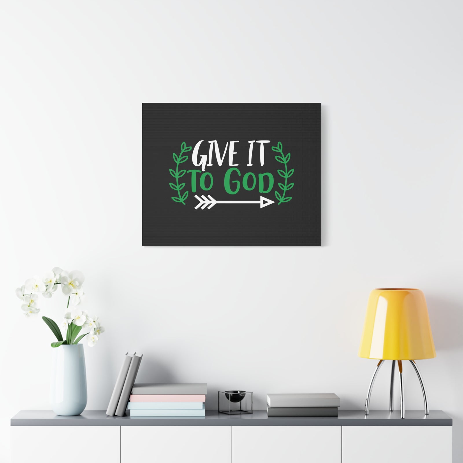 Scripture Canvas Give It To God Psalm 55:22 Green Christian Wall Art Bible Verse Print Ready to Hang-Express Your Love Gifts