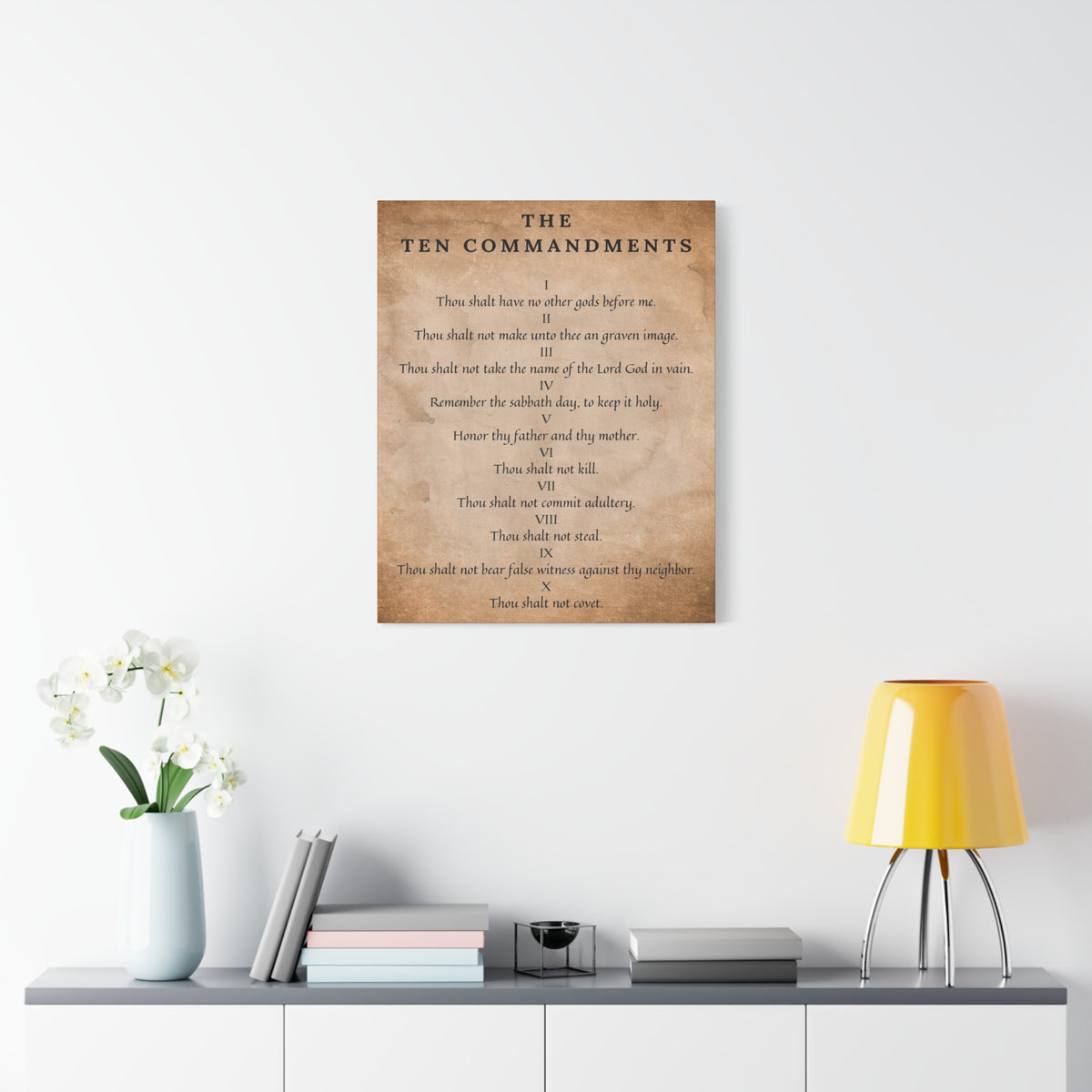 Scripture Canvas 10 Commandments Christian Wall Art Bible Verse Print Ready to Hang-Express Your Love Gifts