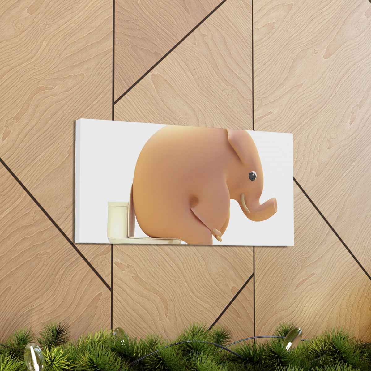 3D Elephant Seated On Toilet Funny Canvas Wall Art for Home Decor Ready-to-Hand-Express Your Love Gifts
