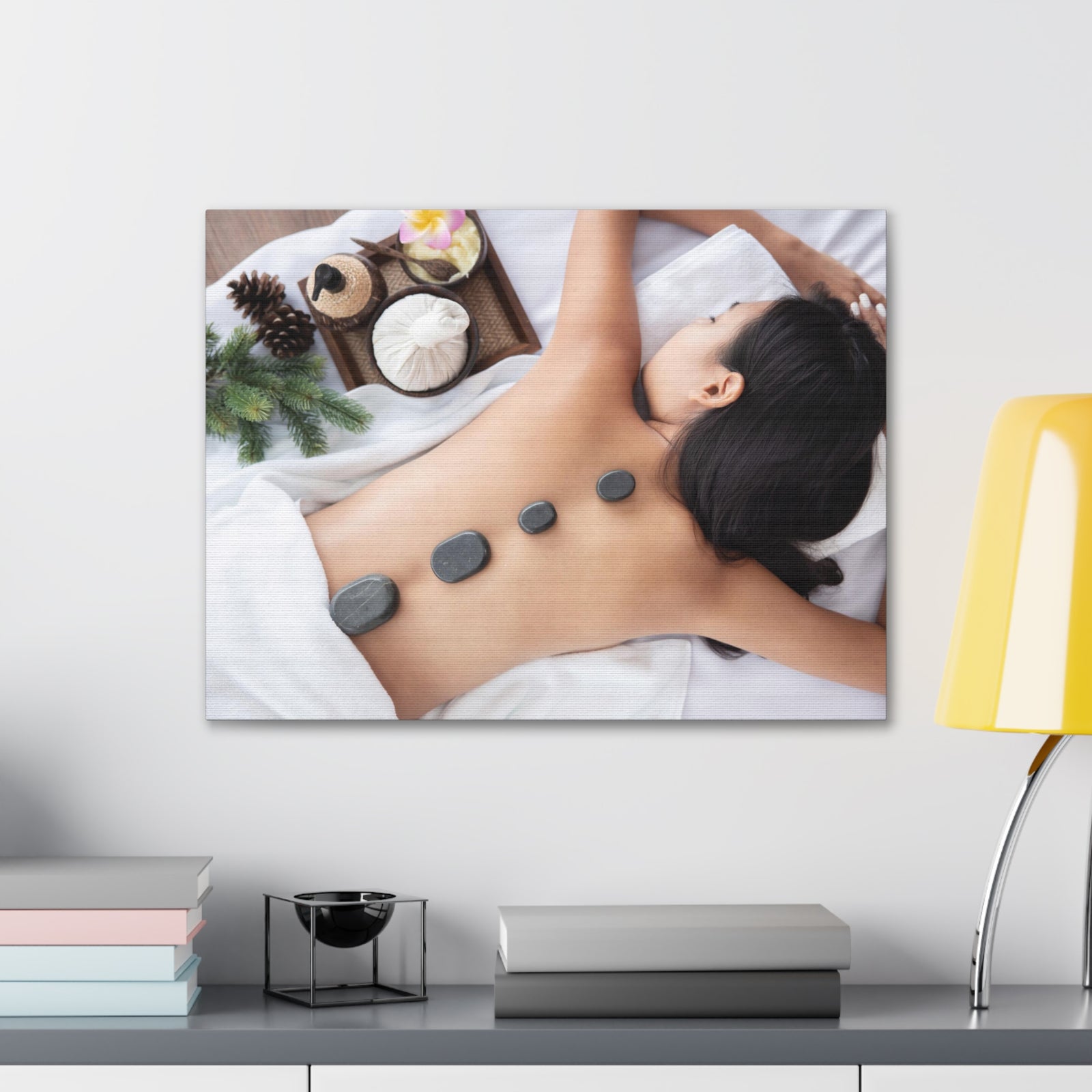 Rock Therapy Massage Forest Floral Nature Photography Canvas Wall Art for Home Decor Ready-to-Hang-Express Your Love Gifts