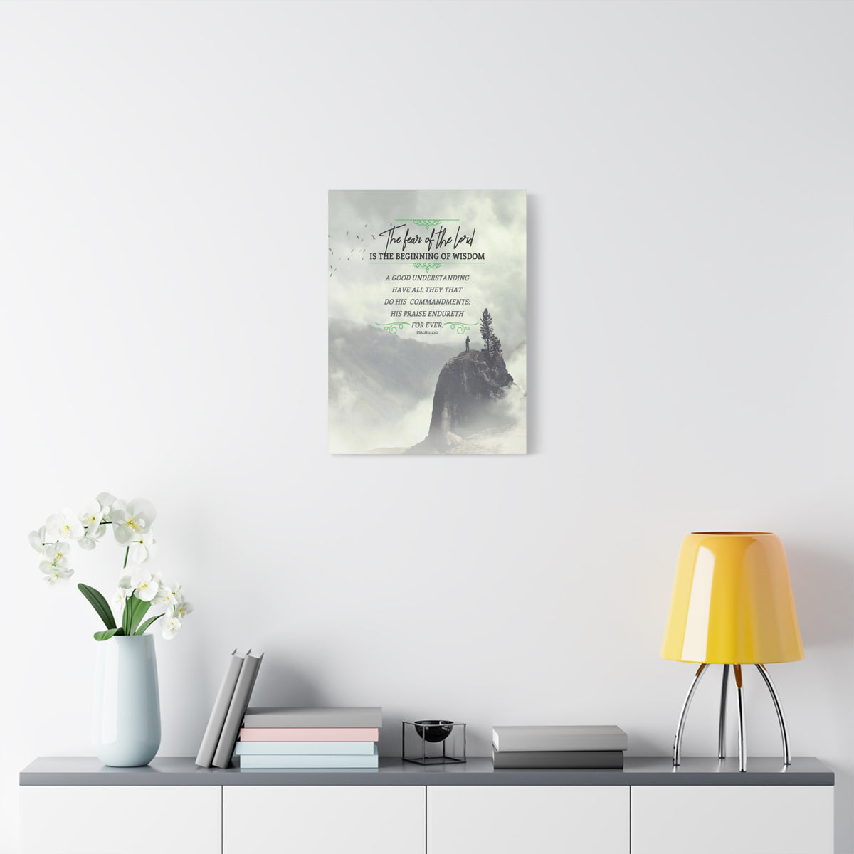 Scripture Canvas The Fear of The Lord Psalm 111:10 Christian Wall Art Bible Verse Print Ready to Hang-Express Your Love Gifts