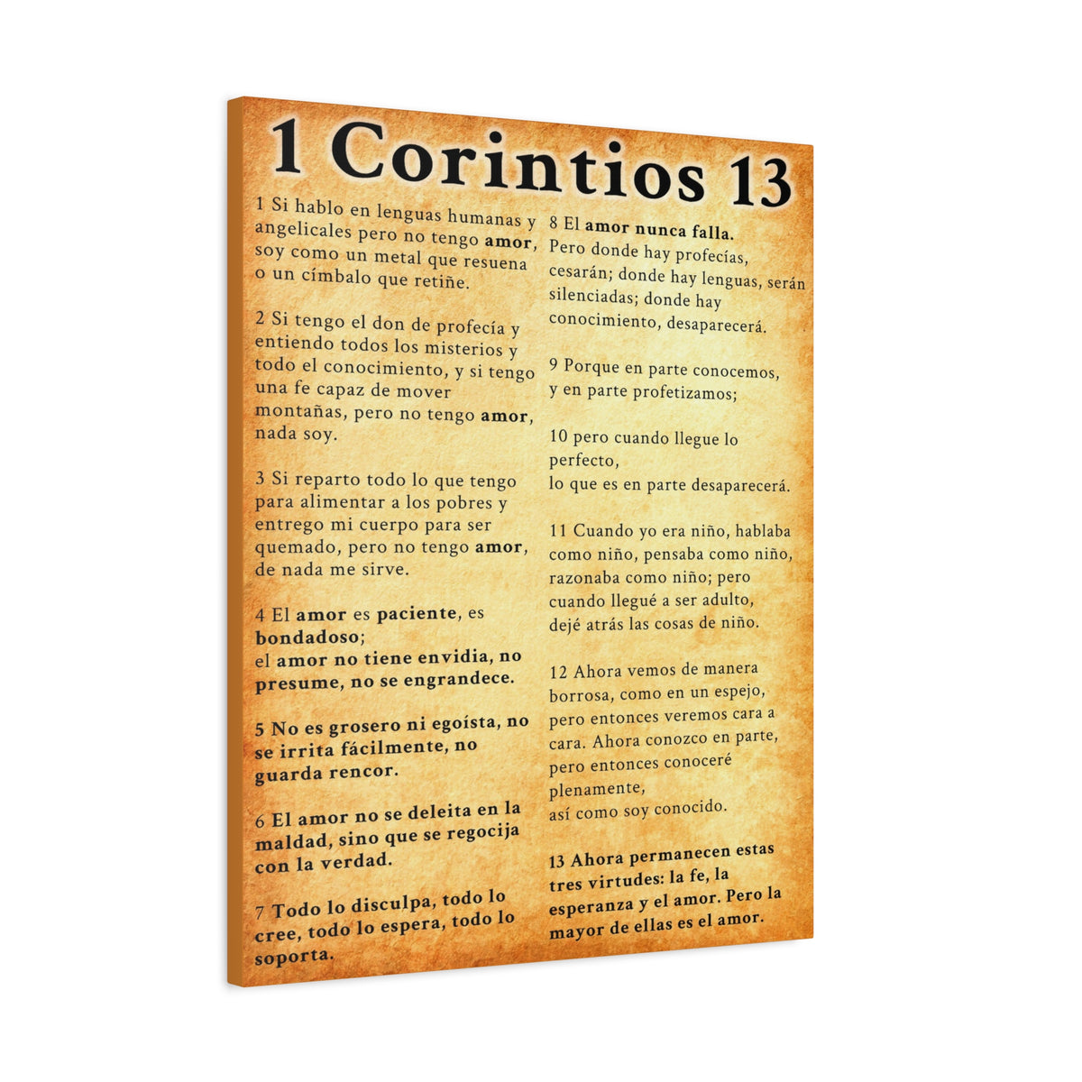 Scripture Walls 1 Corintios 13 Gold Bible Verse Canvas Christian Wall Art Ready to Hang Unframed-Express Your Love Gifts