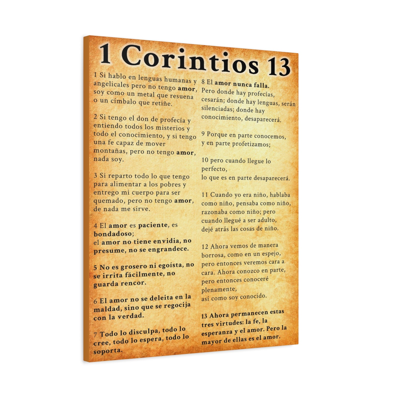 Scripture Walls 1 Corintios 13 Gold Bible Verse Canvas Christian Wall Art Ready to Hang Unframed-Express Your Love Gifts