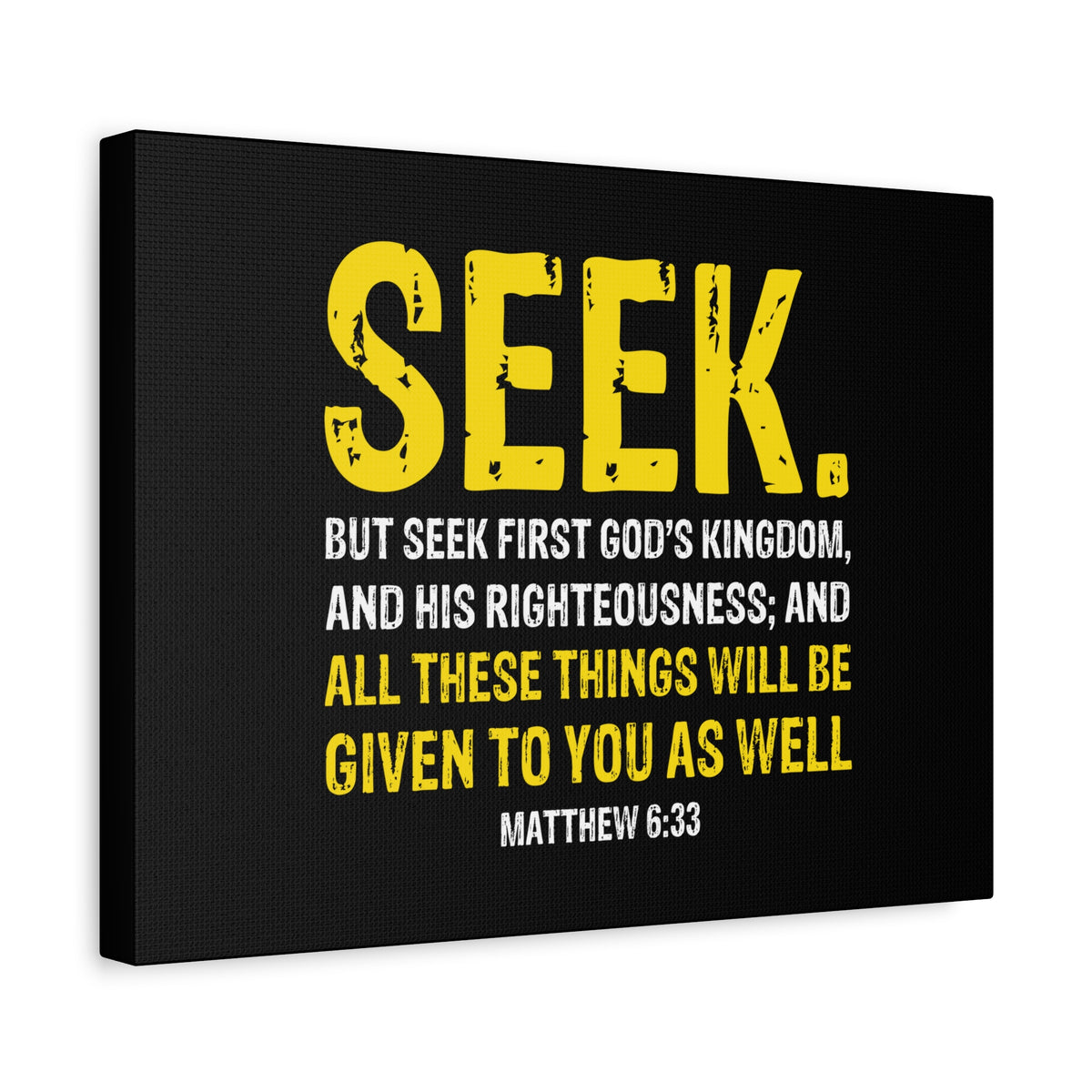 Scripture Walls Matthew 6:33 His Righteousness Yellow Black Christian Wall Art Bible Verse Print Ready to Hang-Express Your Love Gifts
