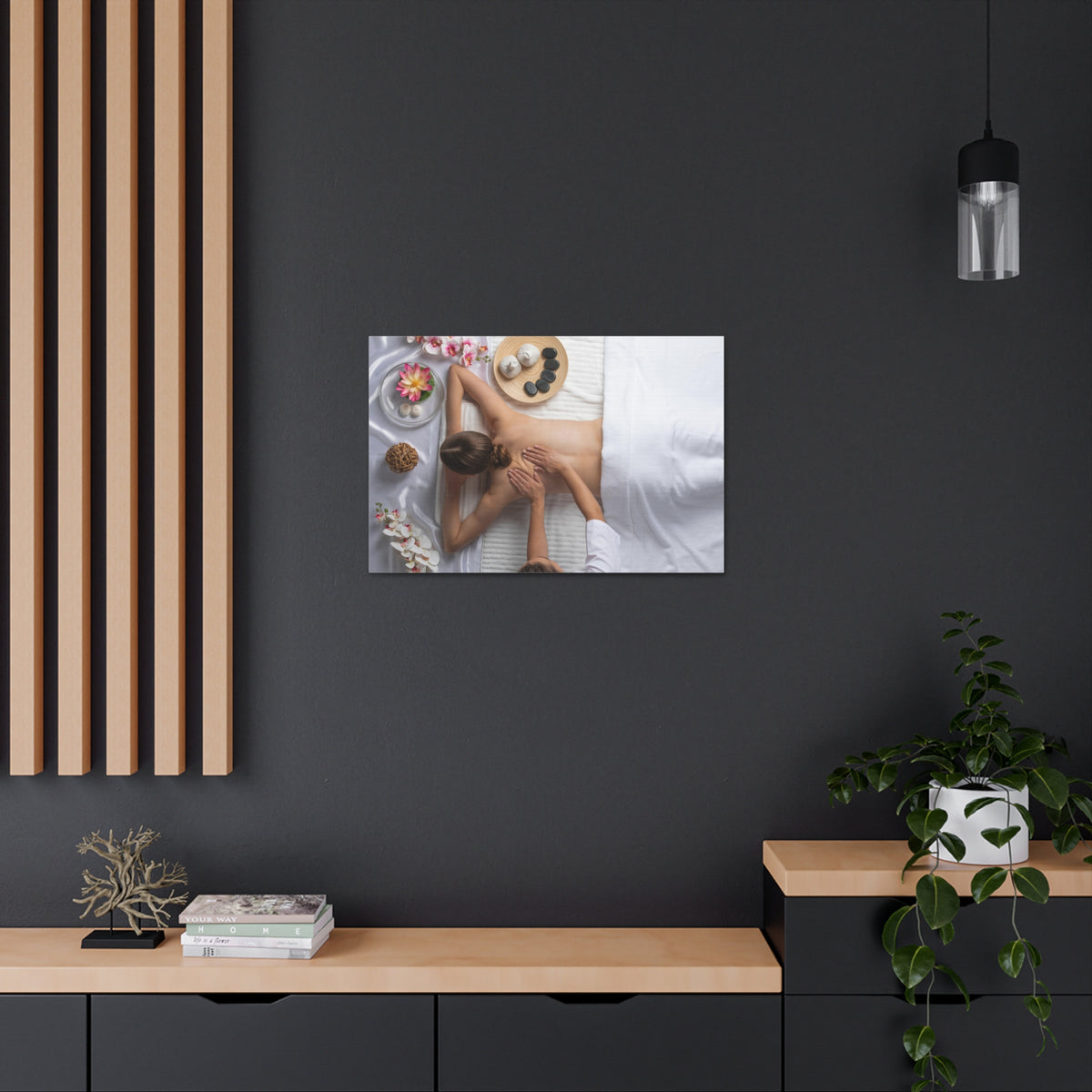 Woman Spa Massage Forest Floral Nature Photography Canvas Wall Art for Home Decor Ready-to-Hang-Express Your Love Gifts