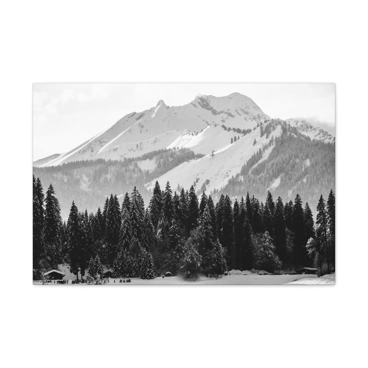 Winter Forest Mountain Black And White Nature Wilderness Photography Canvas Wall Art for Home Decor Ready-to-Hang-Express Your Love Gifts