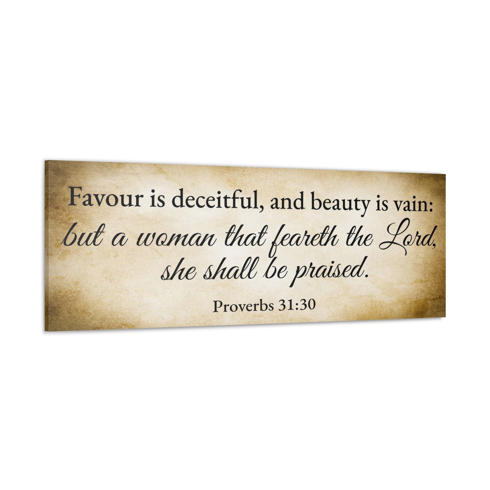 Scripture Walls Proverbs 31:30 Gold Bible Verse Canvas Christian Wall Art Ready to Hang Unframed-Express Your Love Gifts