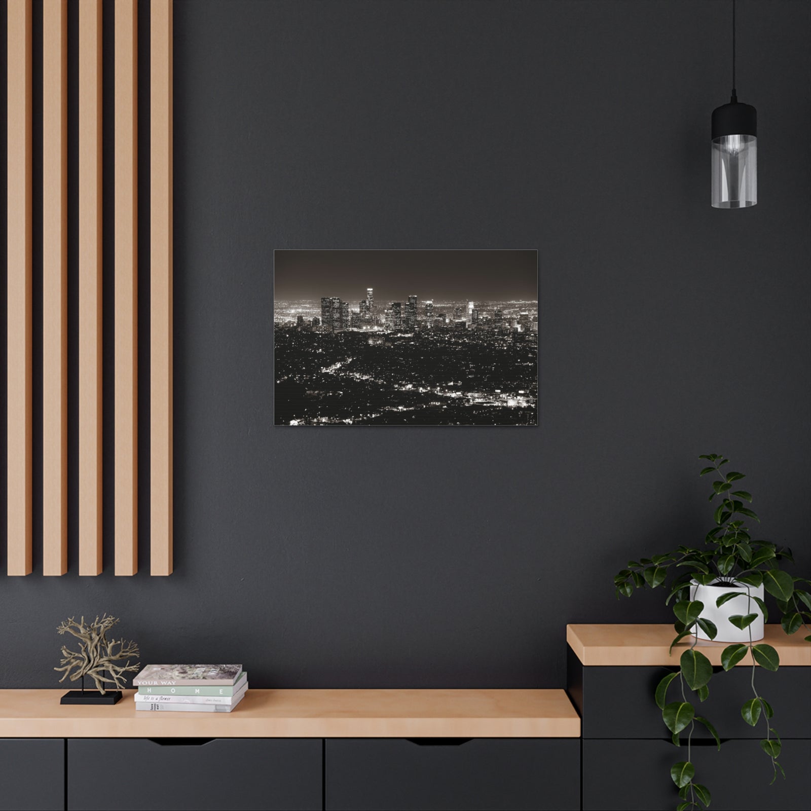 Los Angeles Black And White Skyline Canvas Artwork High-Quality Breathtaking Stunning Cityscape for Home Decor Ready to Hang-Express Your Love Gifts