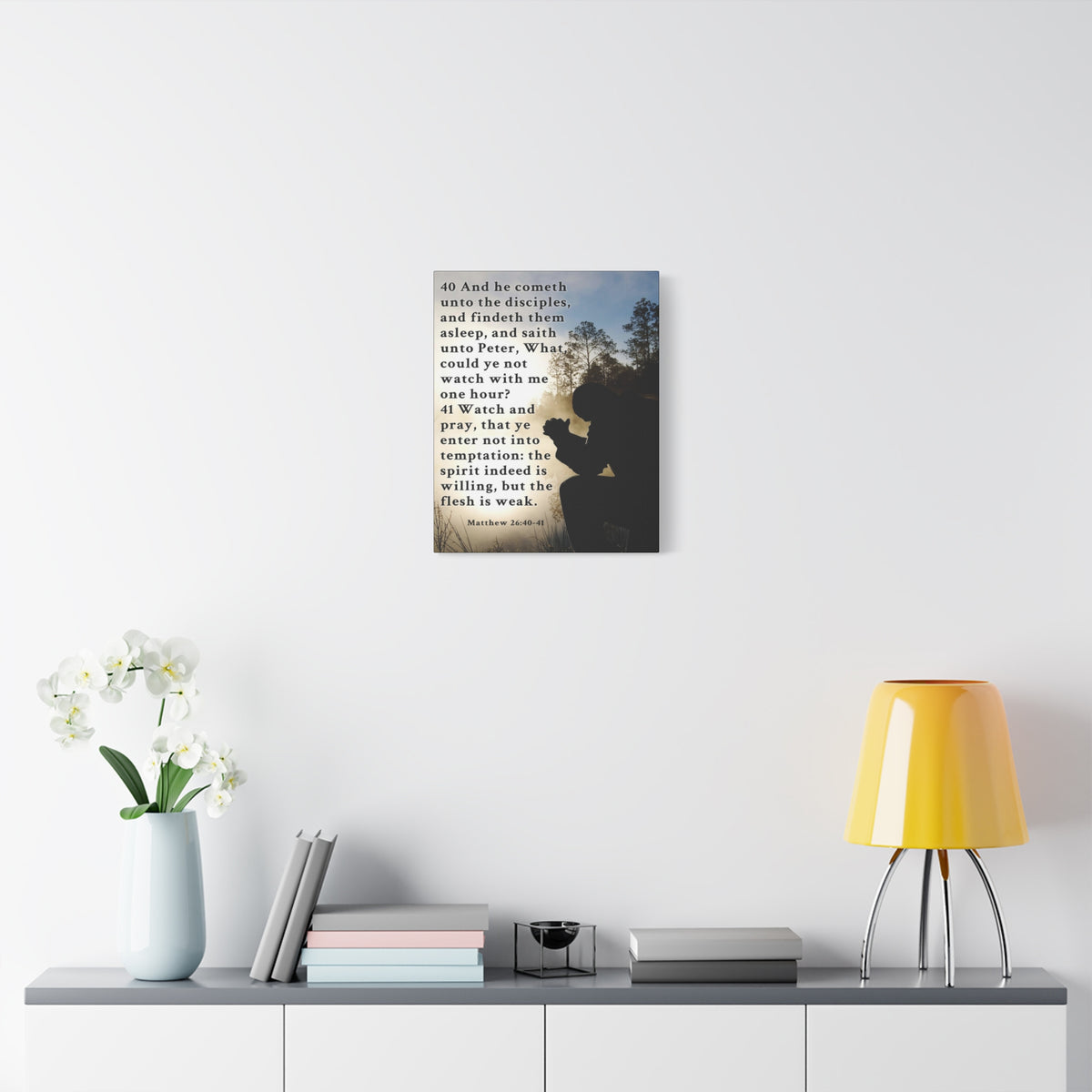 Matthew 26:40-41 Watch and Pray Bible Verse Canvas – Christian Wall Art, Ready to Hang-Express Your Love Gifts