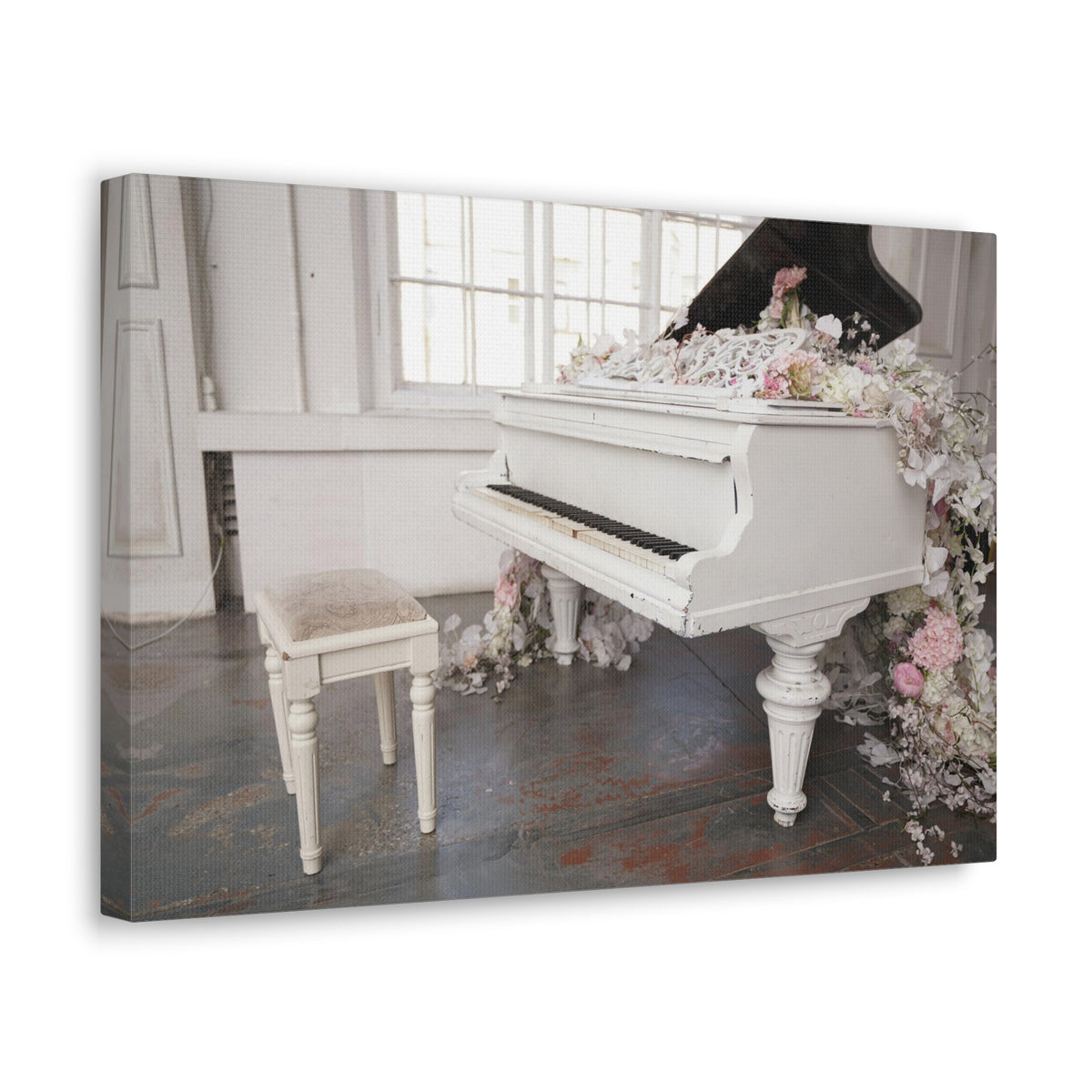 Piano with Flowers Music Lover's Delight Piano Keyboard Canvas Wall Art for Home Decor Ready-to-Hang-Express Your Love Gifts