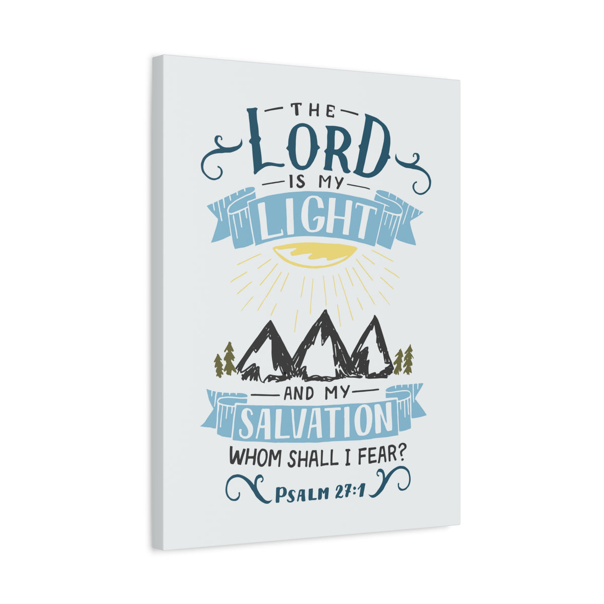 Scripture Canvas The Lord Is My Light Psalm 27:1 Christian Wall Art Bible Verse Print Ready to Hang-Express Your Love Gifts