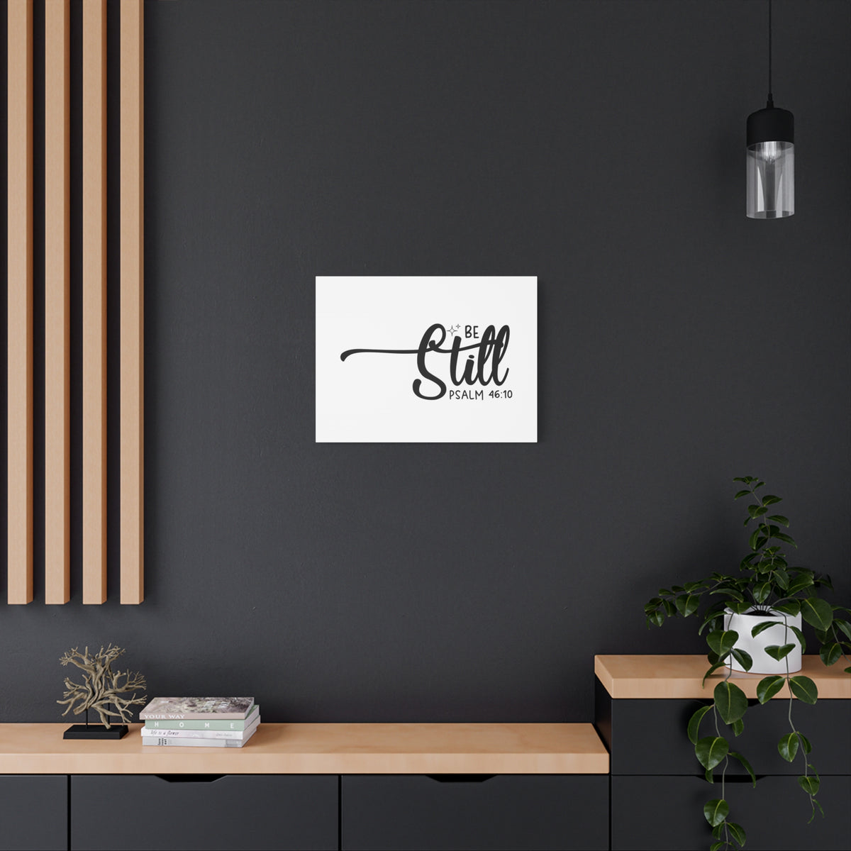 Scripture Canvas Be Still White Psalm 46:10 Christian Wall Art Bible Verse Print Ready to Hang-Express Your Love Gifts