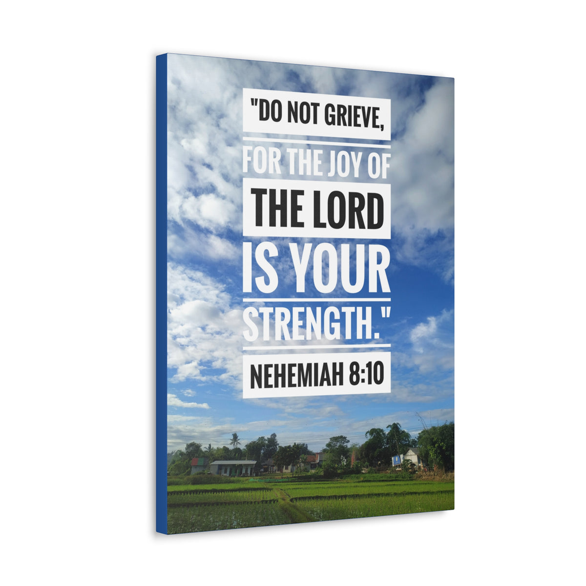 Scripture Canvas The Joy Of The Lord Nehemiah 8:10 Christian Wall Art Bible Verse Print Ready to Hang-Express Your Love Gifts