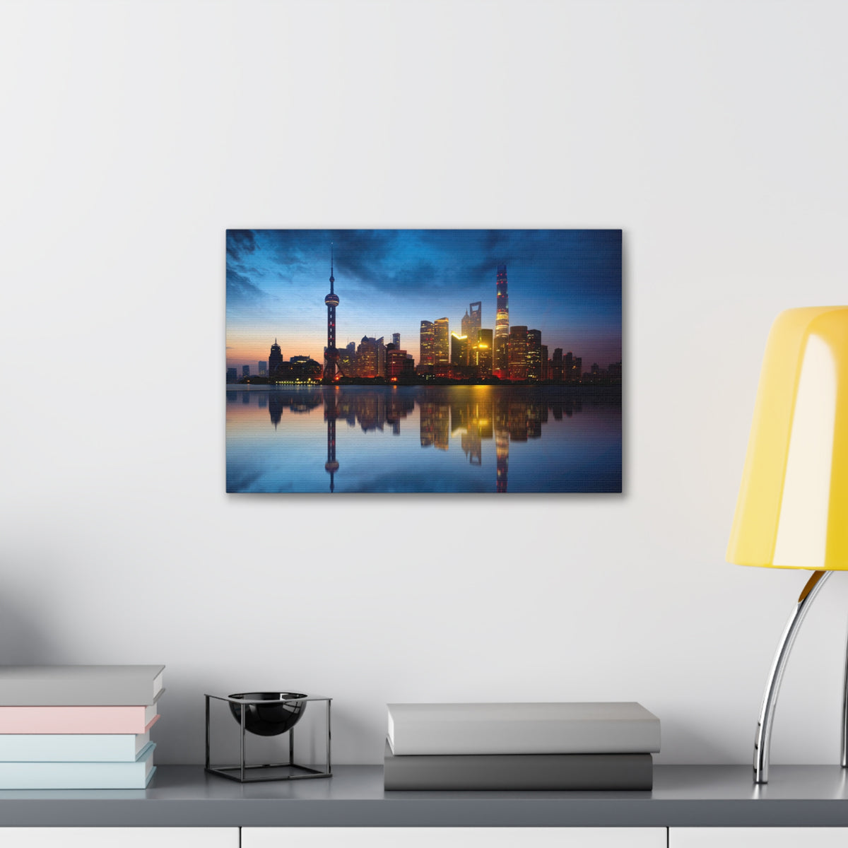 Shanghai Night Skyline Canvas Artwork High-Quality Breathtaking Stunning Cityscape for Home Decor Ready to Hang-Express Your Love Gifts