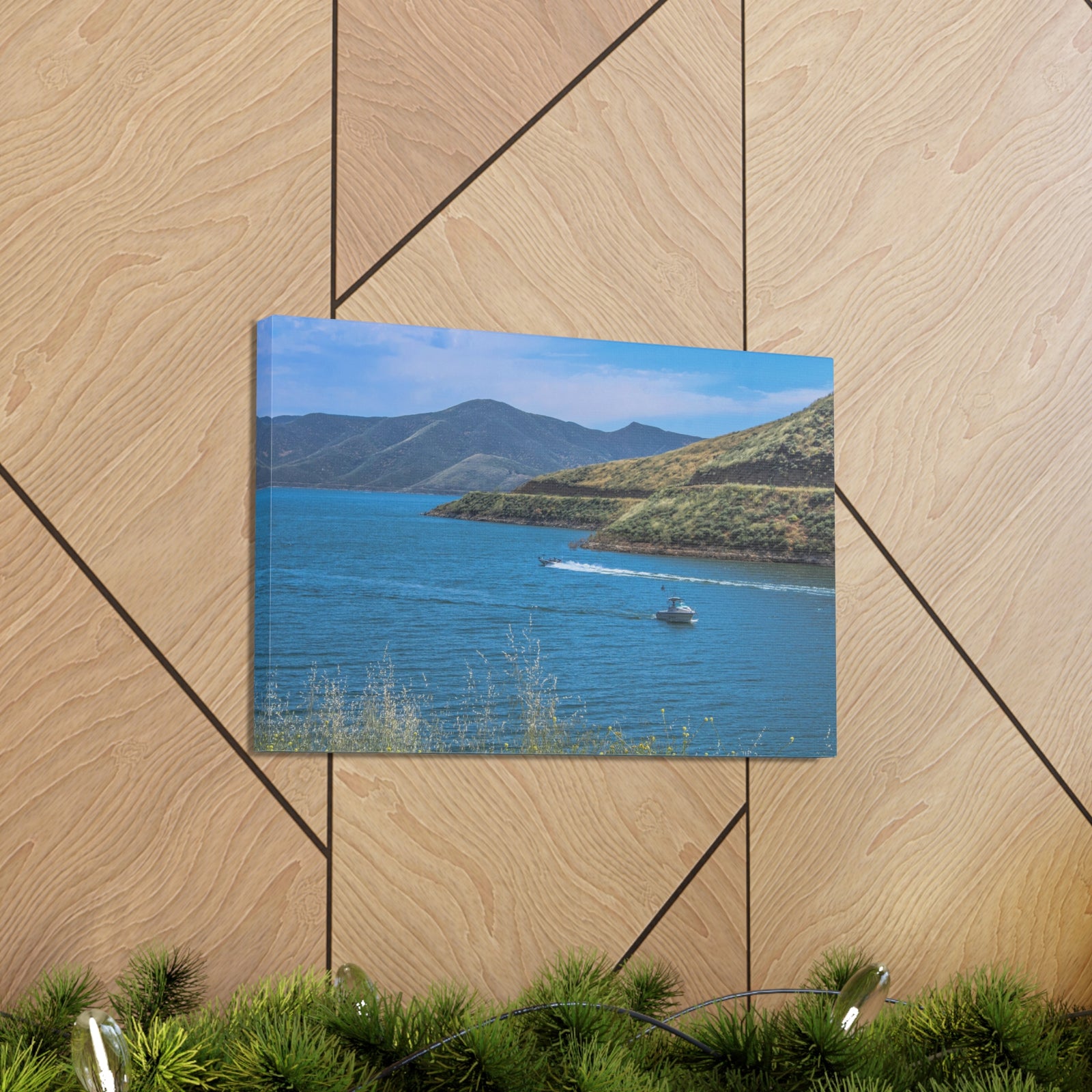 Mountain Valley Lake Nature Wilderness Photography Canvas Wall Art for Home Decor Ready-to-Hang-Express Your Love Gifts