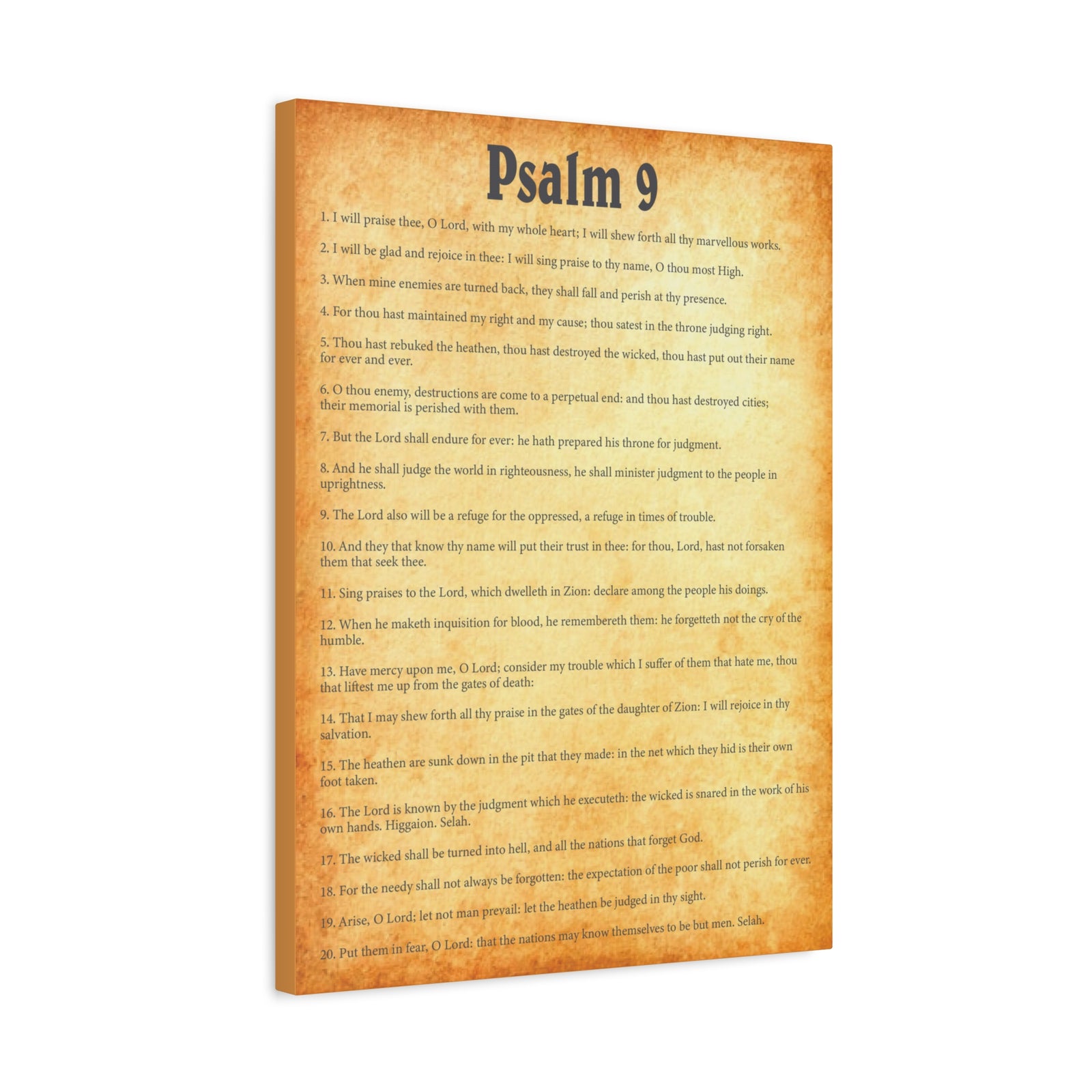 Scripture Walls Psalm 9 Gold Bible Chapter Canvas Christian Wall Art Ready to Hang-Express Your Love Gifts