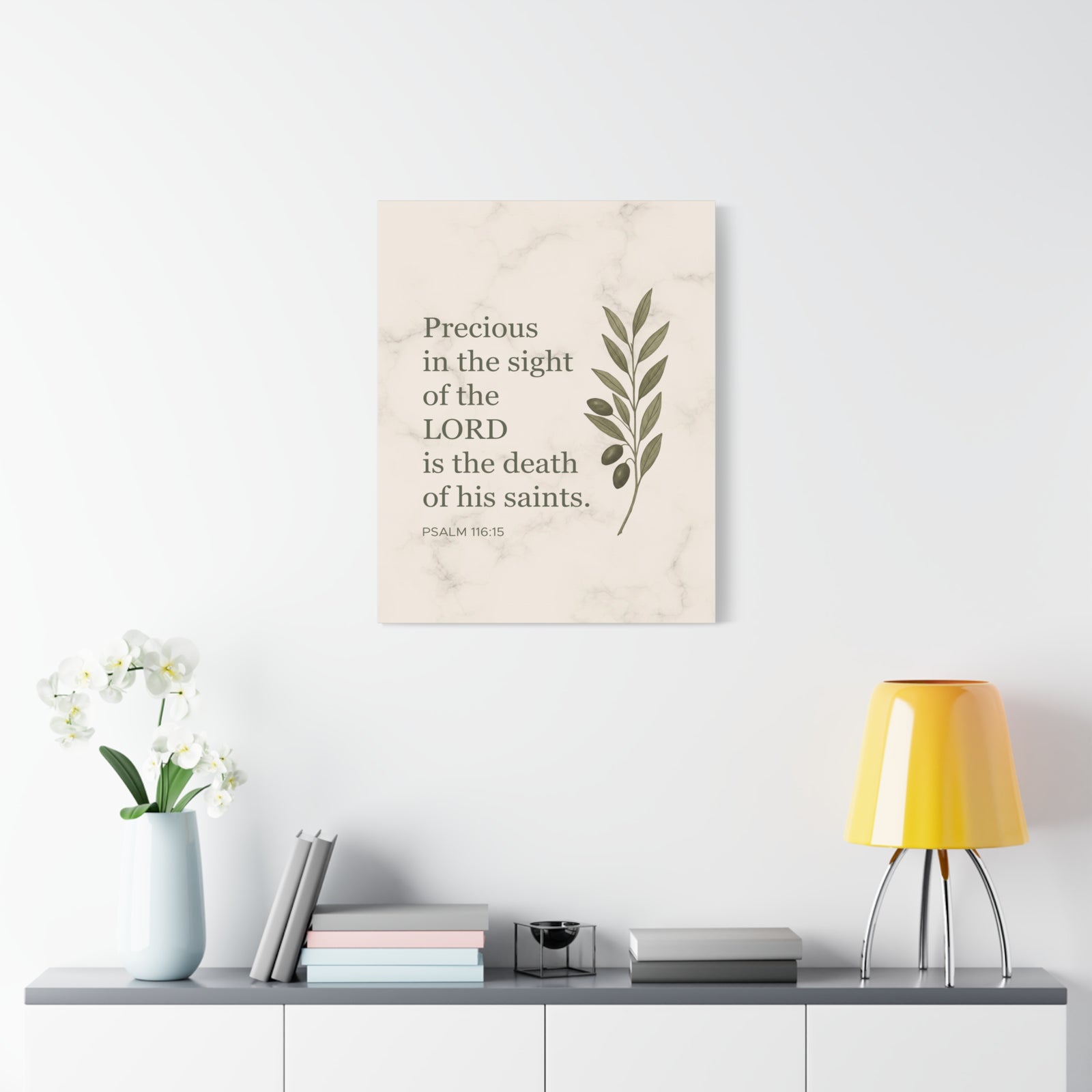 Scripture Canvas Precious in the Sight of the Lord Psalm 116:15 Christian Wall Art Bible Verse Print Ready to Hang-Express Your Love Gifts