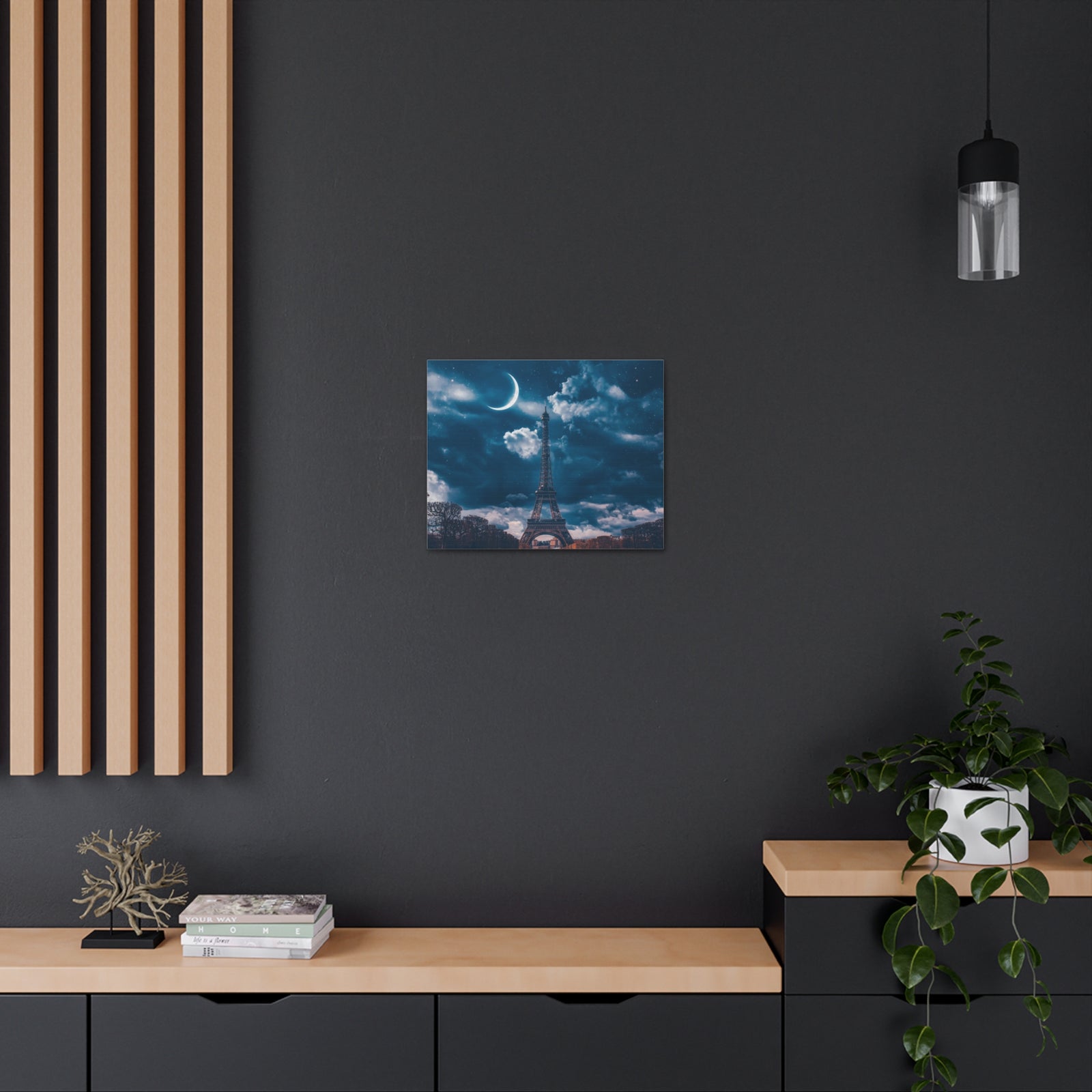 Paris Eiffel Tower Moon France Canvas Artwork High-Quality Breathtaking French City for Home Decor Ready to Hang-Express Your Love Gifts