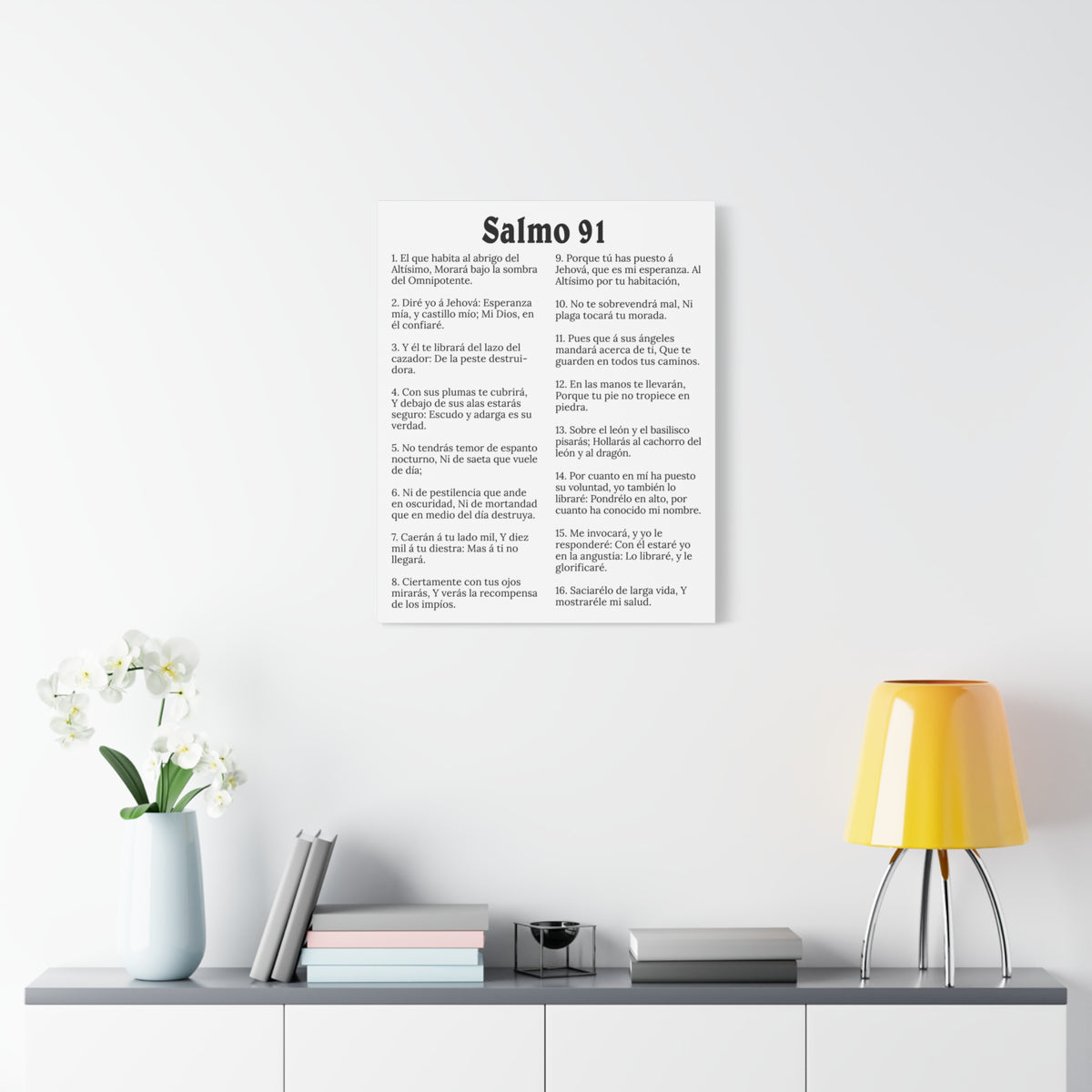Scripture Walls Salmo 91 White Christian Wall Art Print Ready to Hang Unframed-Express Your Love Gifts