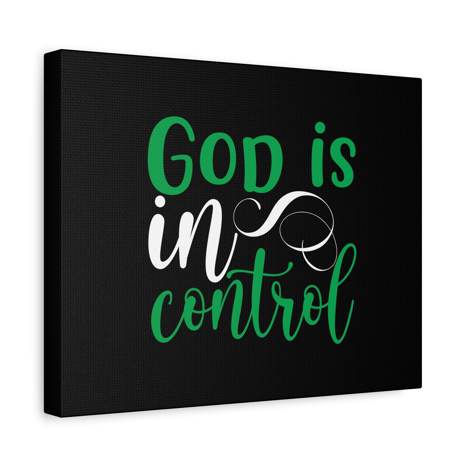 Scripture Canvas God Is In Control Psalm 27:1 Green Christian Wall Art Bible Verse Print Ready to Hang-Express Your Love Gifts