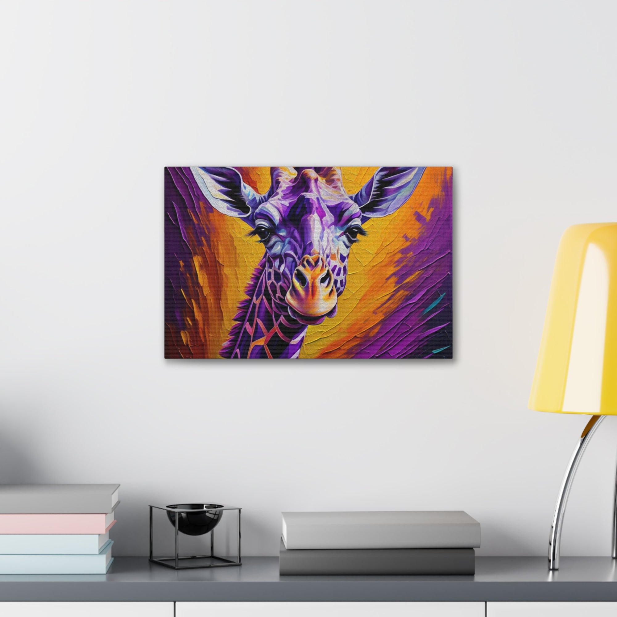 Giraffe Abstract Purple Modern Oil Painting Canvas Wall Art for Home Decor Ready-to-Hang-Express Your Love Gifts