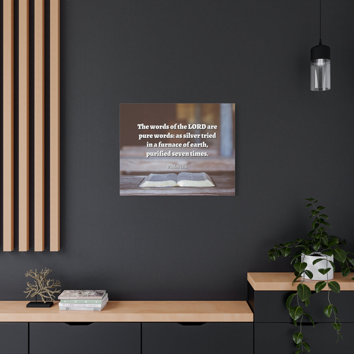 Scripture Canvas Pure Words Psalm 12:6 Christian Wall Art Bible Verse Print Ready to Hang-Express Your Love Gifts