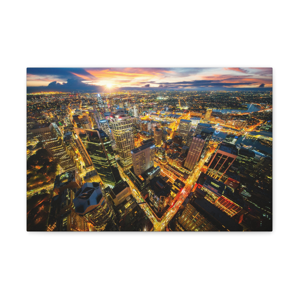 Sydney Night Skyline Canvas Artwork High-Quality Breathtaking Stunning Cityscape for Home Decor Ready to Hang-Express Your Love Gifts