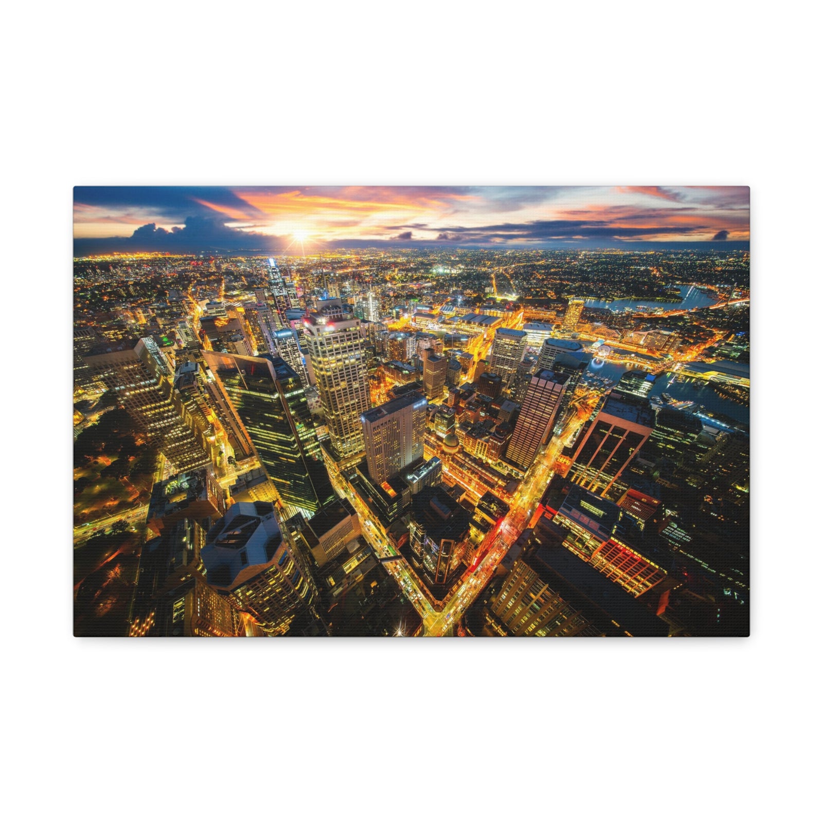 Sydney Night Skyline Canvas Artwork High-Quality Breathtaking Stunning Cityscape for Home Decor Ready to Hang-Express Your Love Gifts