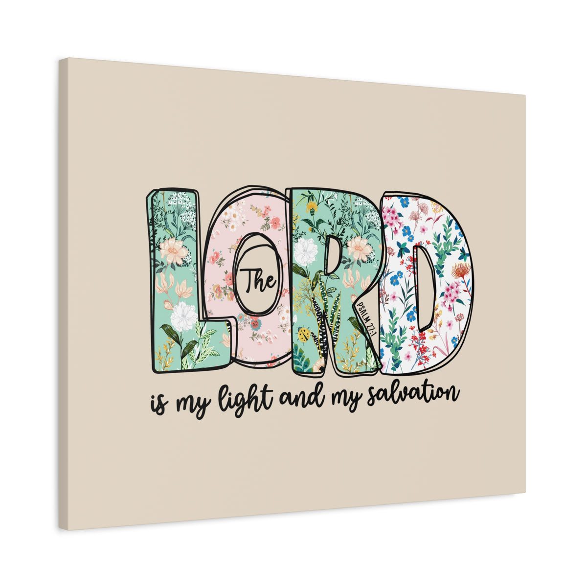 Scripture Walls Light And My Salvation Floral Psalm 27:1 Bible Verse Canvas Christian Wall Art Ready to Hang-Express Your Love Gifts