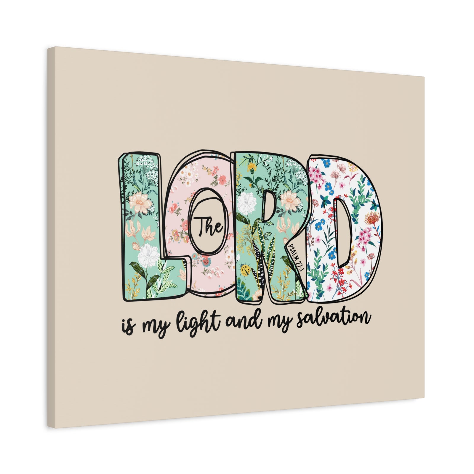 Scripture Walls Light And My Salvation Floral Psalm 27:1 Bible Verse Canvas Christian Wall Art Ready to Hang-Express Your Love Gifts