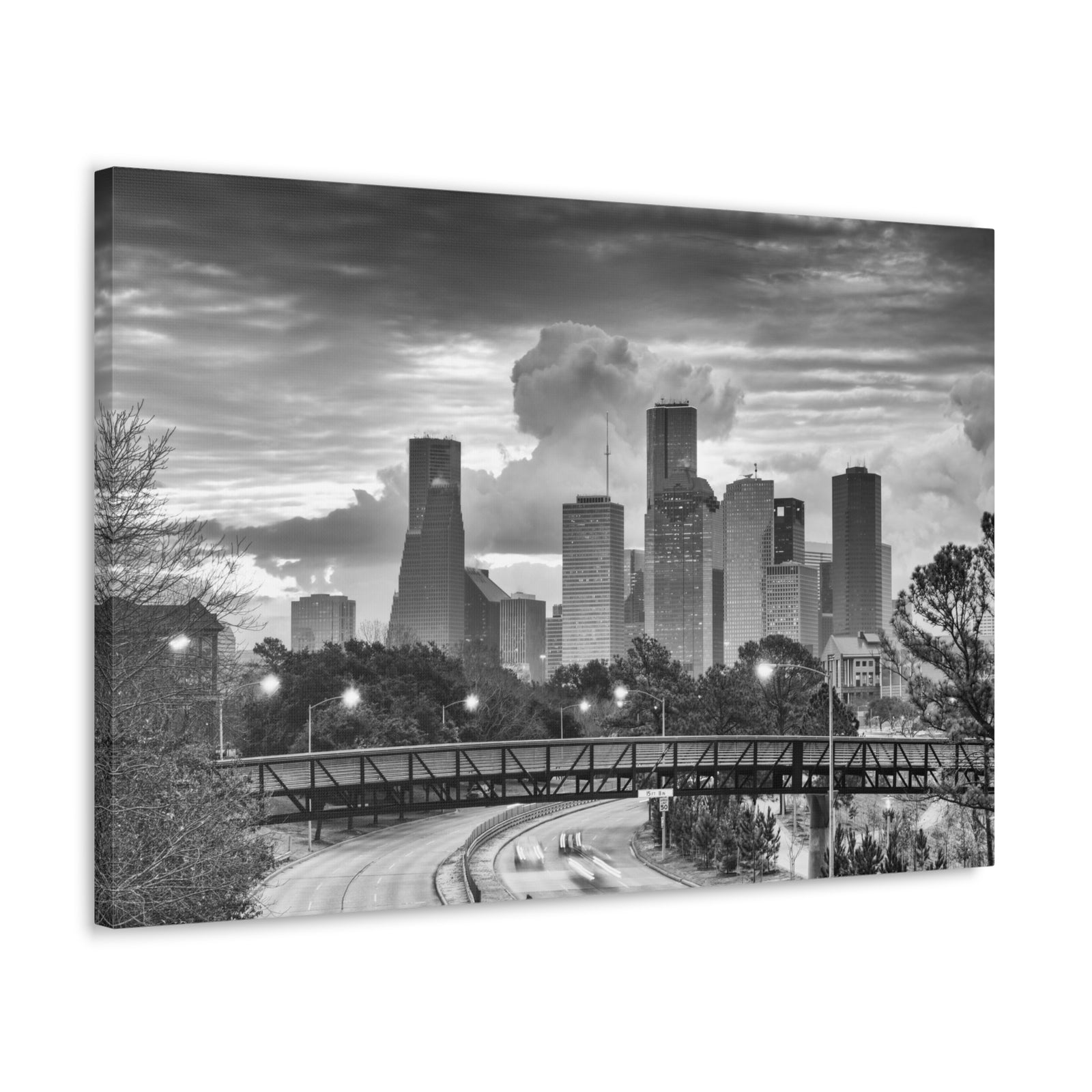 Houston Black And White Skyline Canvas Artwork High-Quality Breathtaking Stunning Cityscape for Home Decor Ready to Hang-Express Your Love Gifts