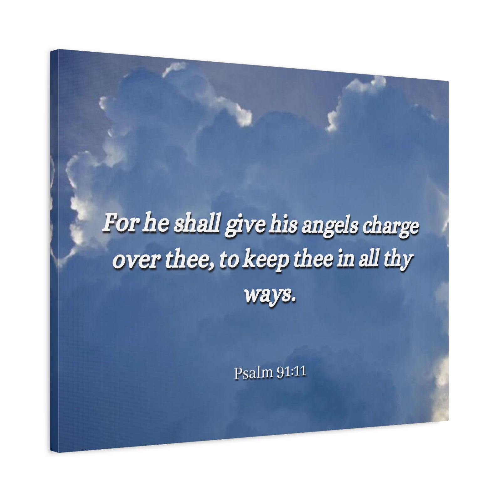 Scripture Canvas Angels Over Thee Psalm 91:11 Christian Wall Art Bible Verse Print Ready to Hang-Express Your Love Gifts