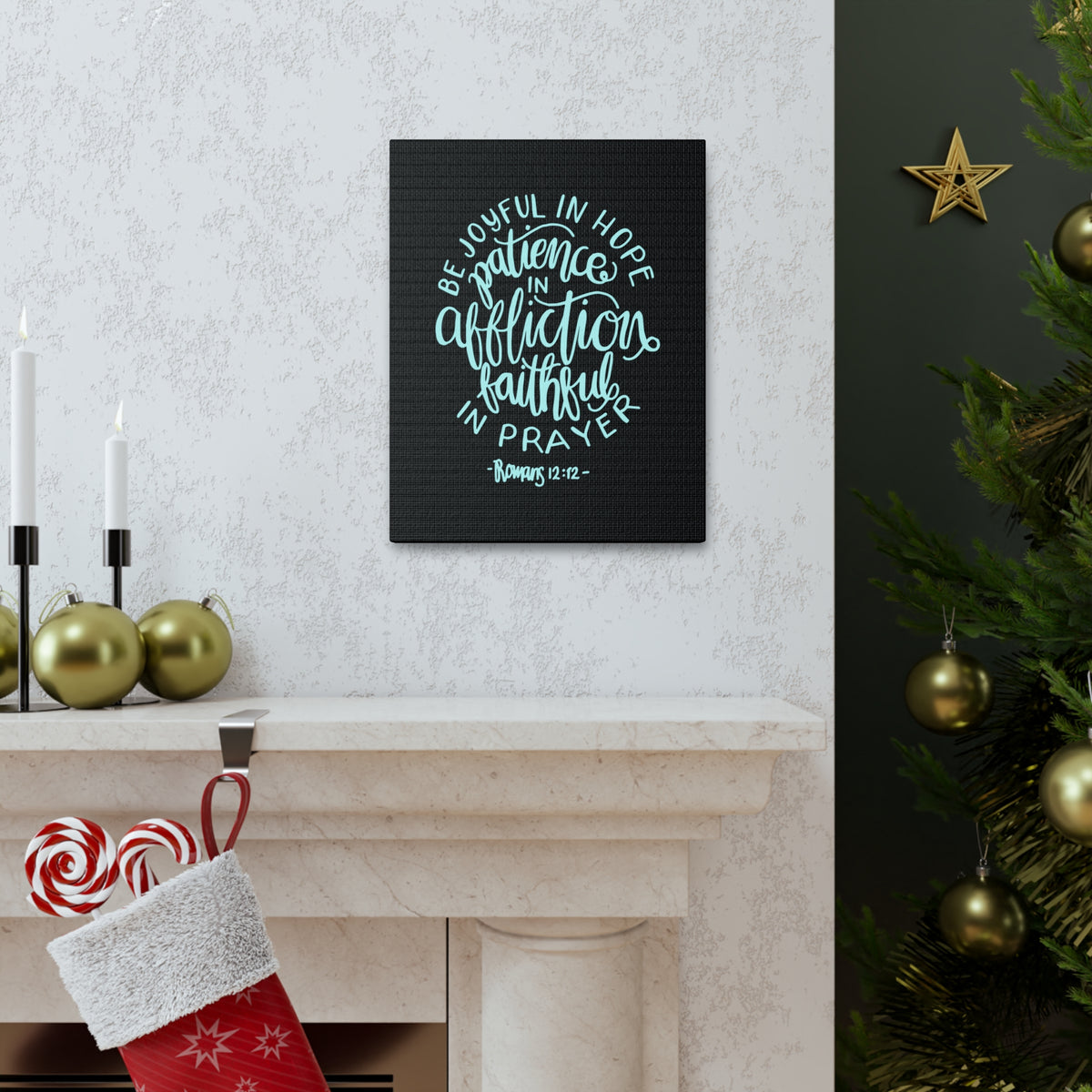 Scripture Canvas Be Joyful In Hope Romans 12:12 Christian Wall Art Bible Verse Print Ready To Hang-Express Your Love Gifts