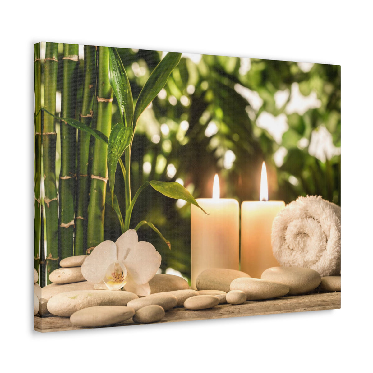 Green Bamboo Leaves Forest Floral Nature Photography Canvas Wall Art for Home Decor Ready-to-Hang-Express Your Love Gifts