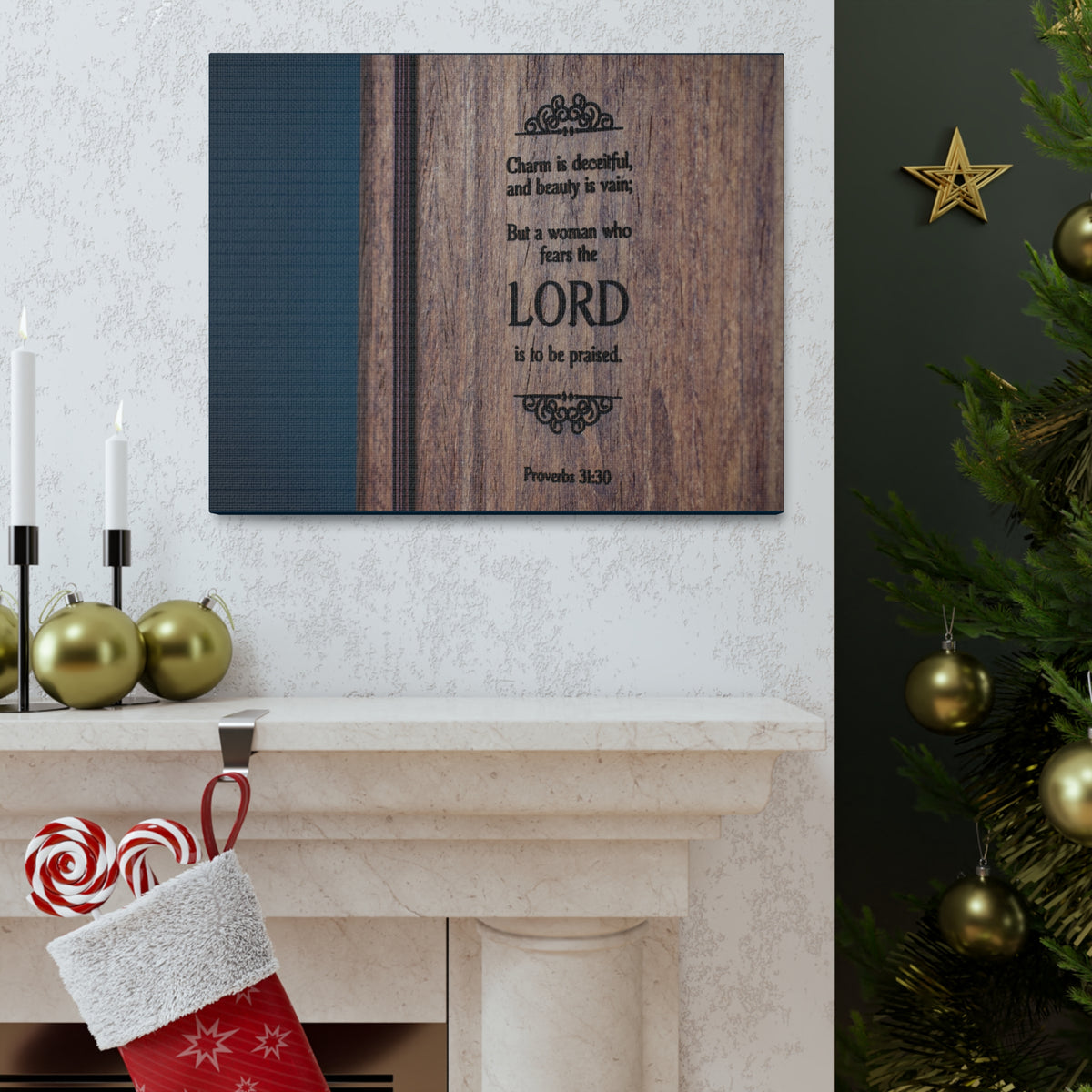 Scripture Walls To Be Praised Proverbs 31:30 Bible Verse Canvas Christian Wall Art Ready to Hang-Express Your Love Gifts