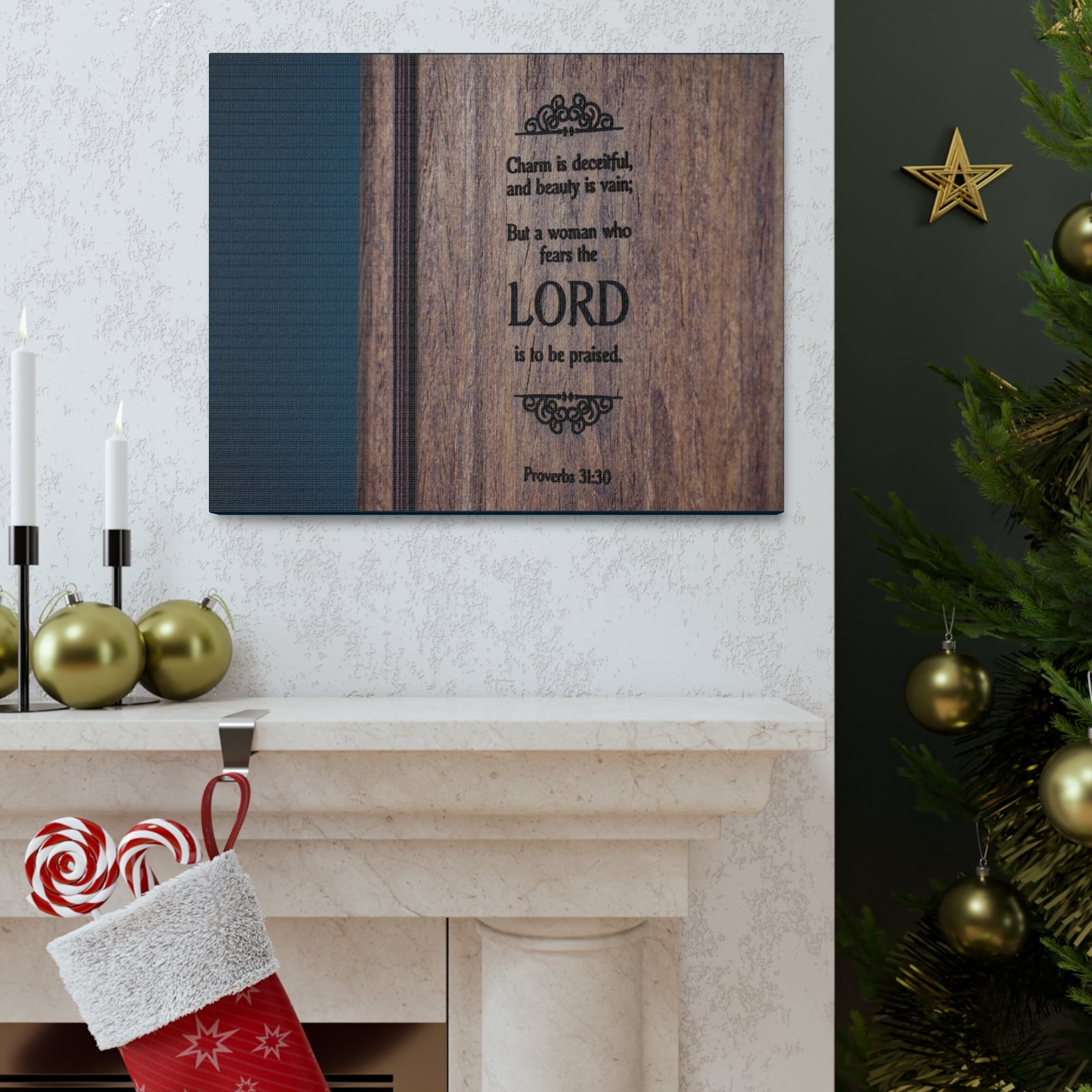 Scripture Walls To Be Praised Proverbs 31:30 Bible Verse Canvas Christian Wall Art Ready to Hang-Express Your Love Gifts