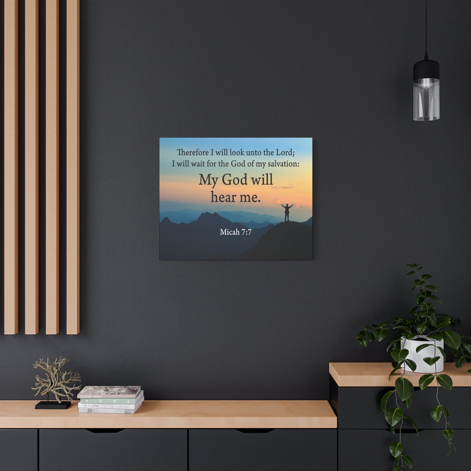 Scripture Walls My God Will Hear Me Micah 7:7 Bible Verse Canvas Christian Wall Art Ready to Hang-Express Your Love Gifts