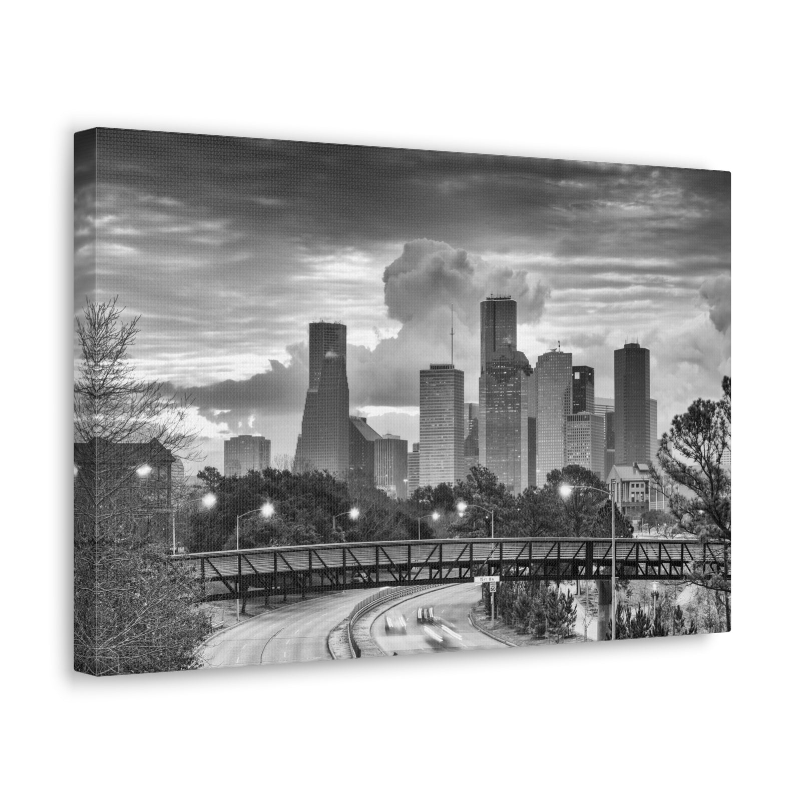 Houston Black And White Skyline Canvas Artwork High-Quality Breathtaking Stunning Cityscape for Home Decor Ready to Hang-Express Your Love Gifts