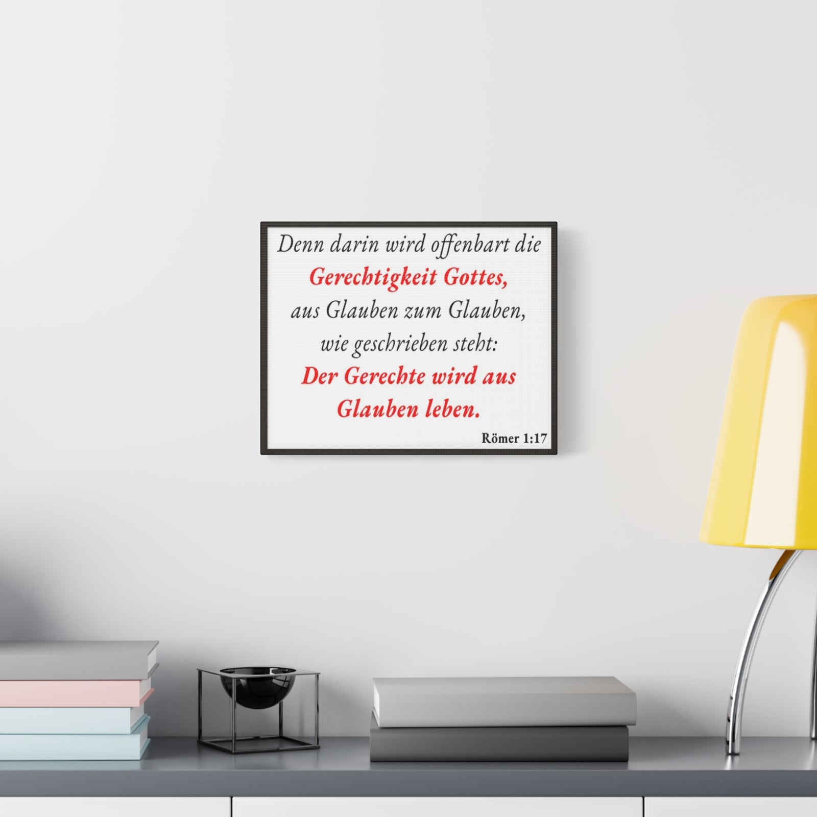 Scripture Walls Römer 1:17 Romans 1:17 Live By Faith German White Bible Verse Canvas Christian Wall Art Ready to Hang Unframed-Express Your Love Gifts