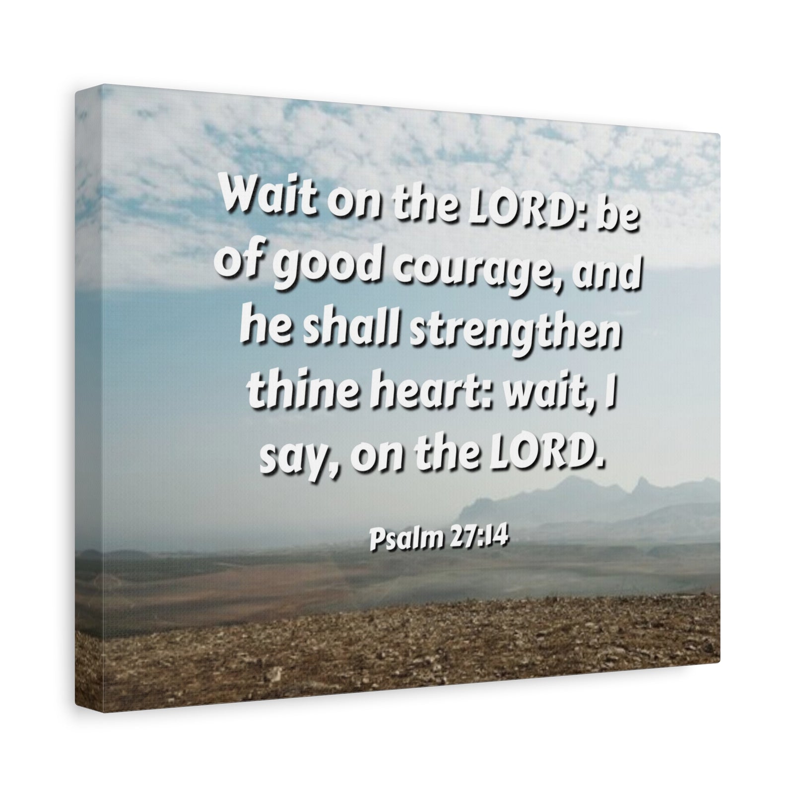 Scripture Canvas Strengthen Thine Heart Psalms 27:14 Christian Wall Art Bible Verse Print Ready to Hang-Express Your Love Gifts
