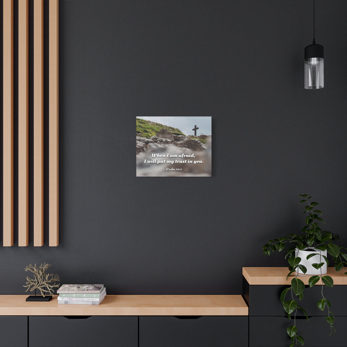 Scripture Canvas Trust In Thee Psalms 56:3 Christian Wall Art Bible Verse Print Ready to Hang-Express Your Love Gifts