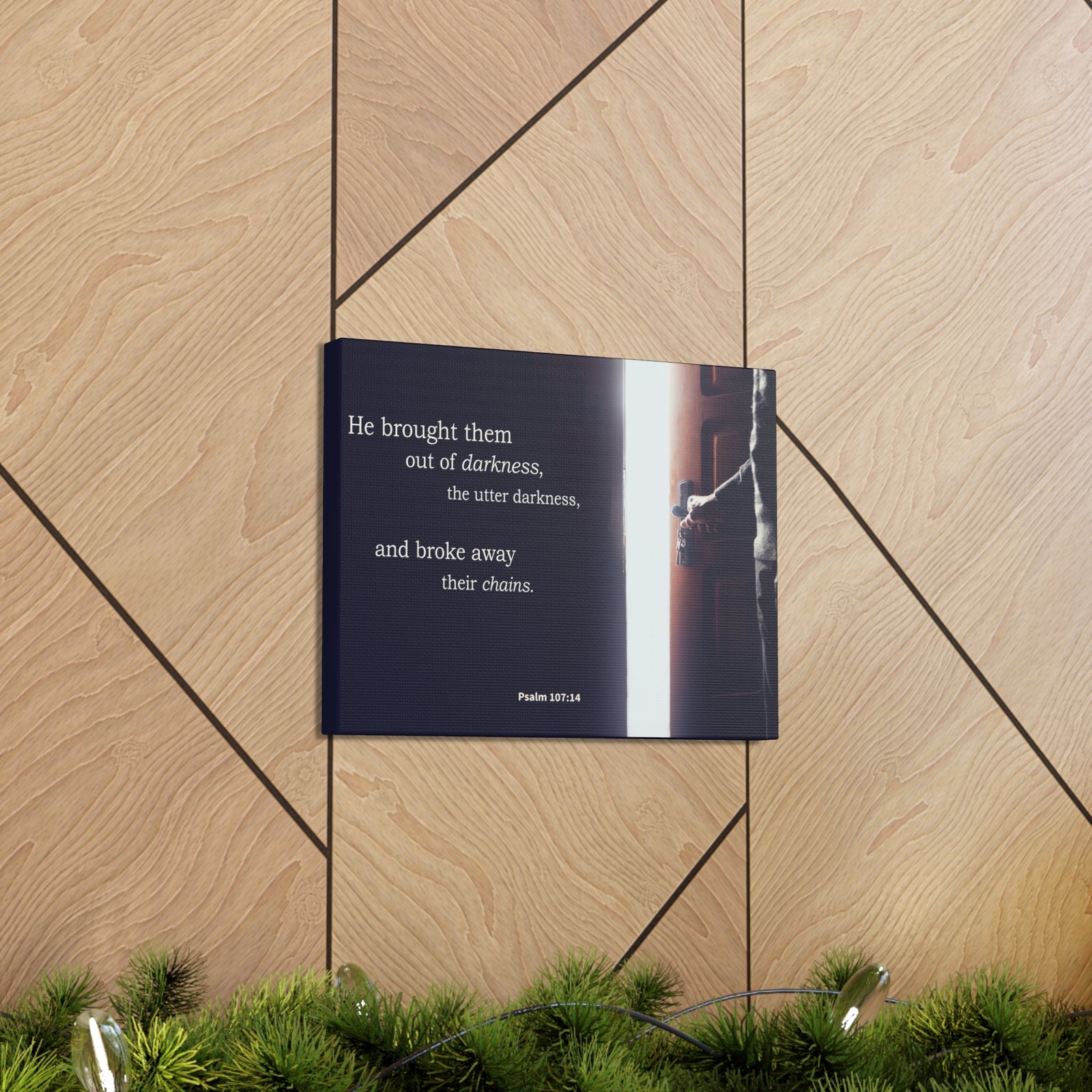 Scripture Walls He Brought Them Psalm 107:14 Bible Verse Canvas Christian Wall Art Ready to Hang-Express Your Love Gifts