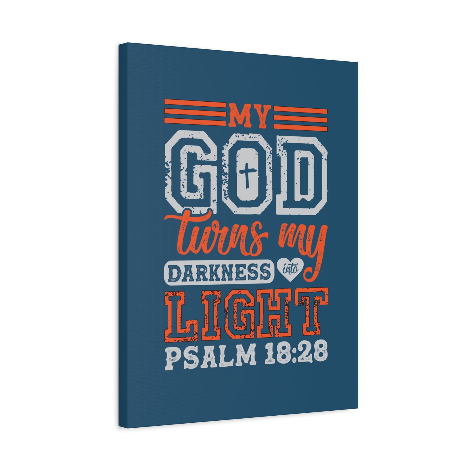 Scripture Walls My God Wins Psalm 18:28 Dark Blue Bible Verse Canvas Christian Wall Art Ready to Hang-Express Your Love Gifts