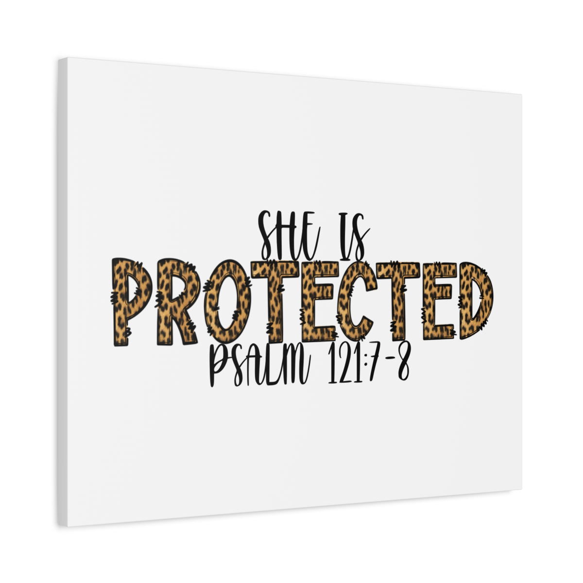 Scripture Canvas She Is Protected Psalm 121:7-8 Christian Wall Art Bible Verse Print Ready to Hang-Express Your Love Gifts