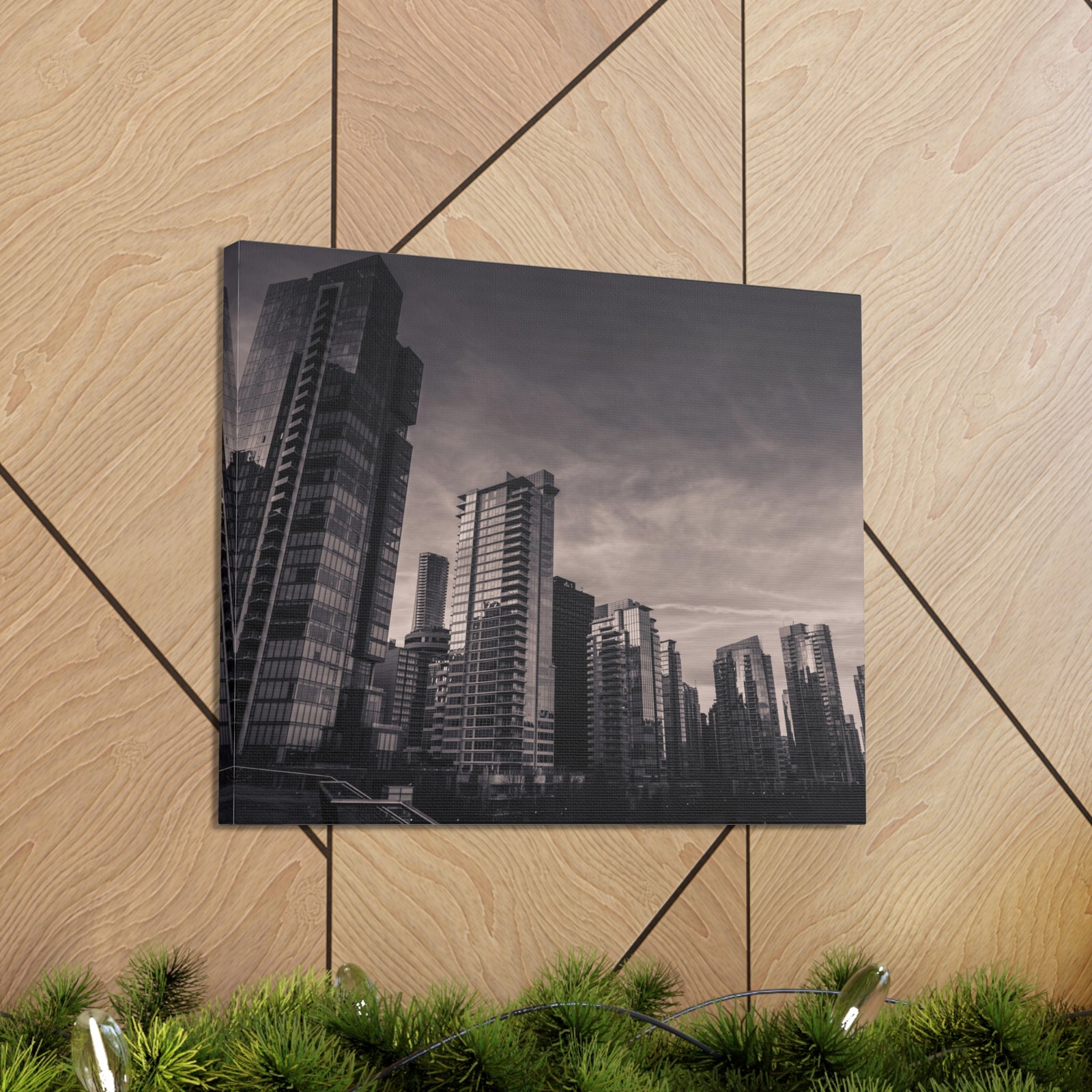 Vancouver Black And White Skyline Canvas Artwork High-Quality Breathtaking Stunning Cityscape for Home Decor Ready to Hang-Express Your Love Gifts