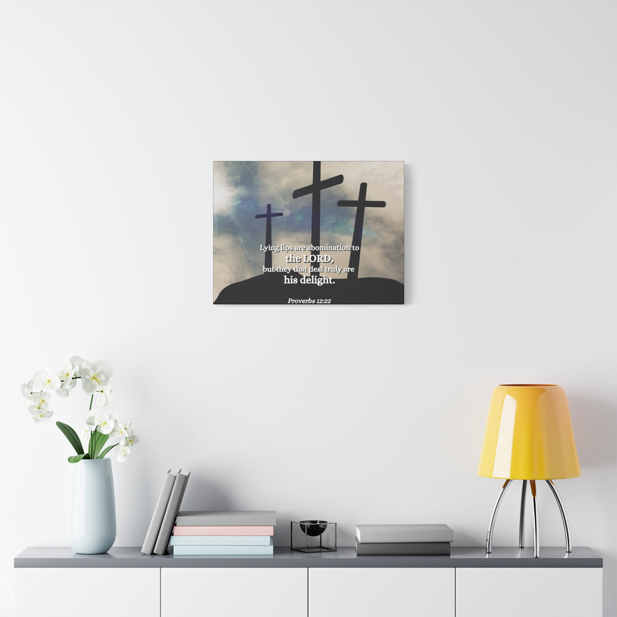 Scripture Canvas Lying Lips Proverbs 12:22 Christian Wall Art Bible Verse Print Ready to Hang-Express Your Love Gifts
