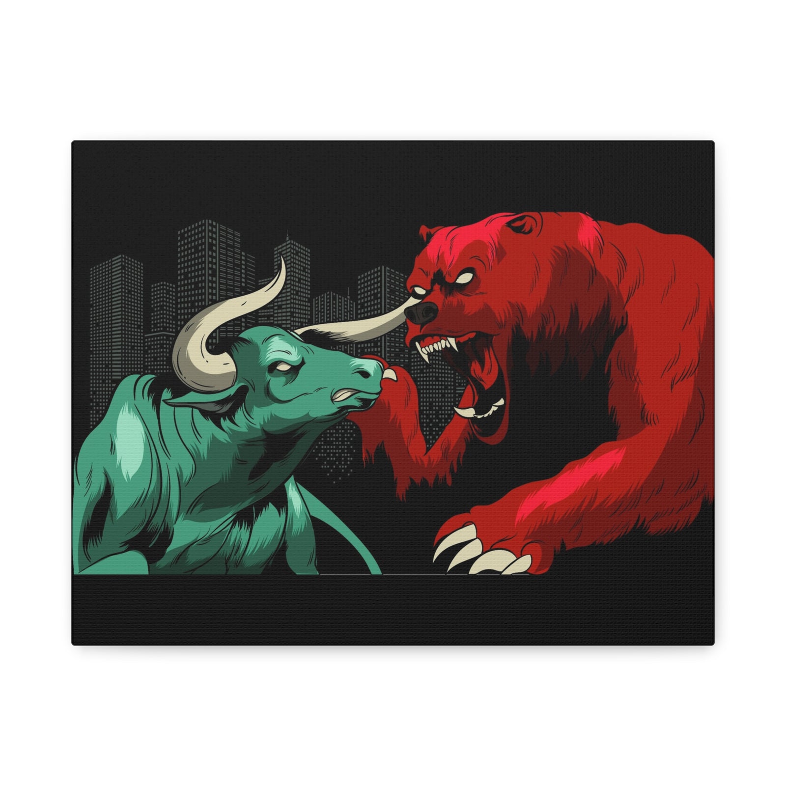 Copy of Stock Market Wall Art Bull vs Bear Battling for Wealth Wall Street Trading Art Canvas-Express Your Love Gifts