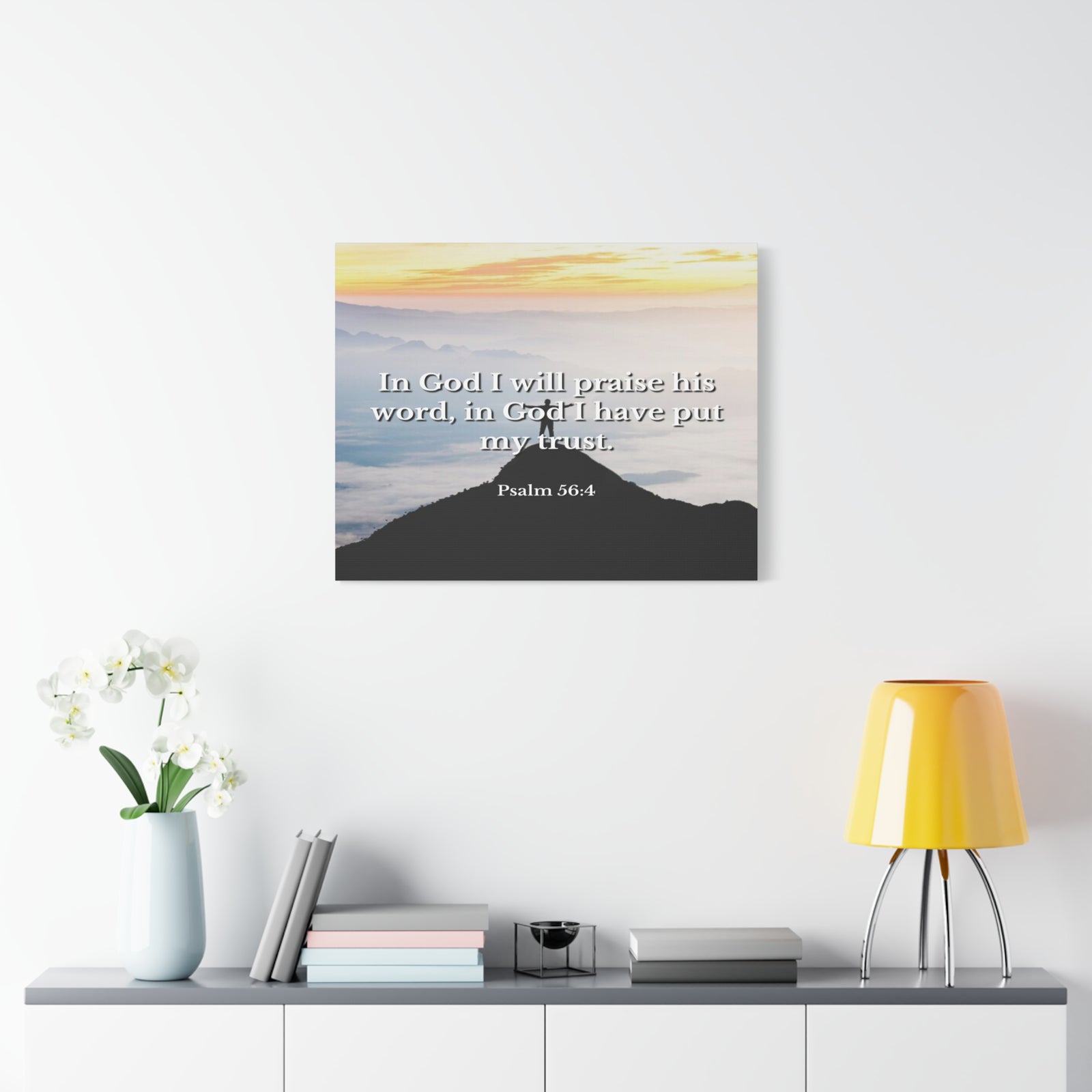 Scripture Canvas Praise His Word Psalm 56:4 Christian Wall Art Bible Verse Print Ready to Hang-Express Your Love Gifts