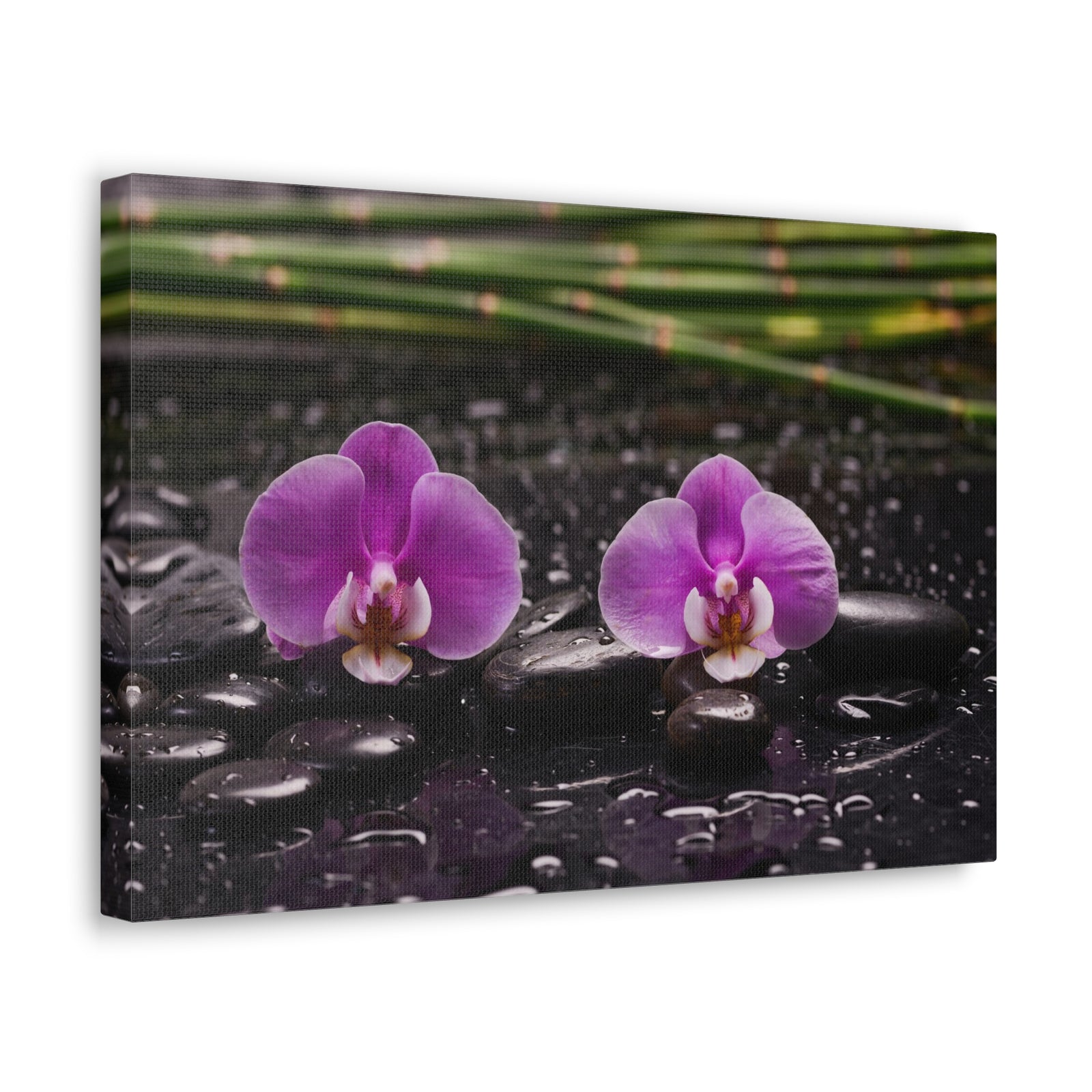 Two Pink Orchid Forest Floral Nature Photography Canvas Wall Art for Home Decor Ready-to-Hang-Express Your Love Gifts